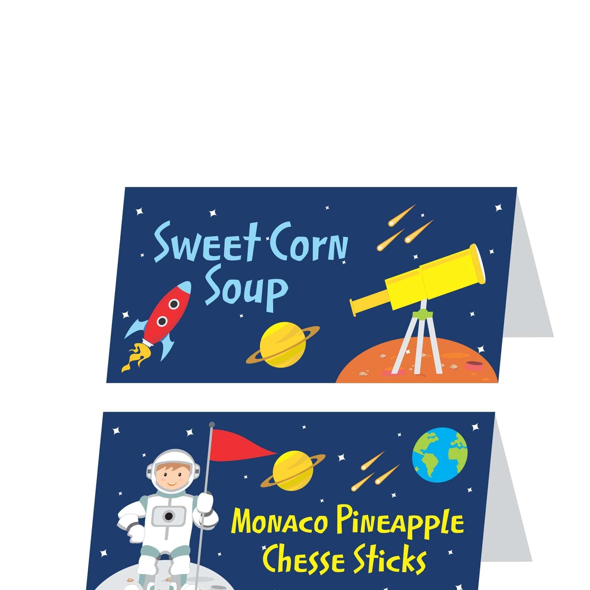 Space Theme Food Labels / Buffet Table Cards THEME PARTIES Pretty UR Party