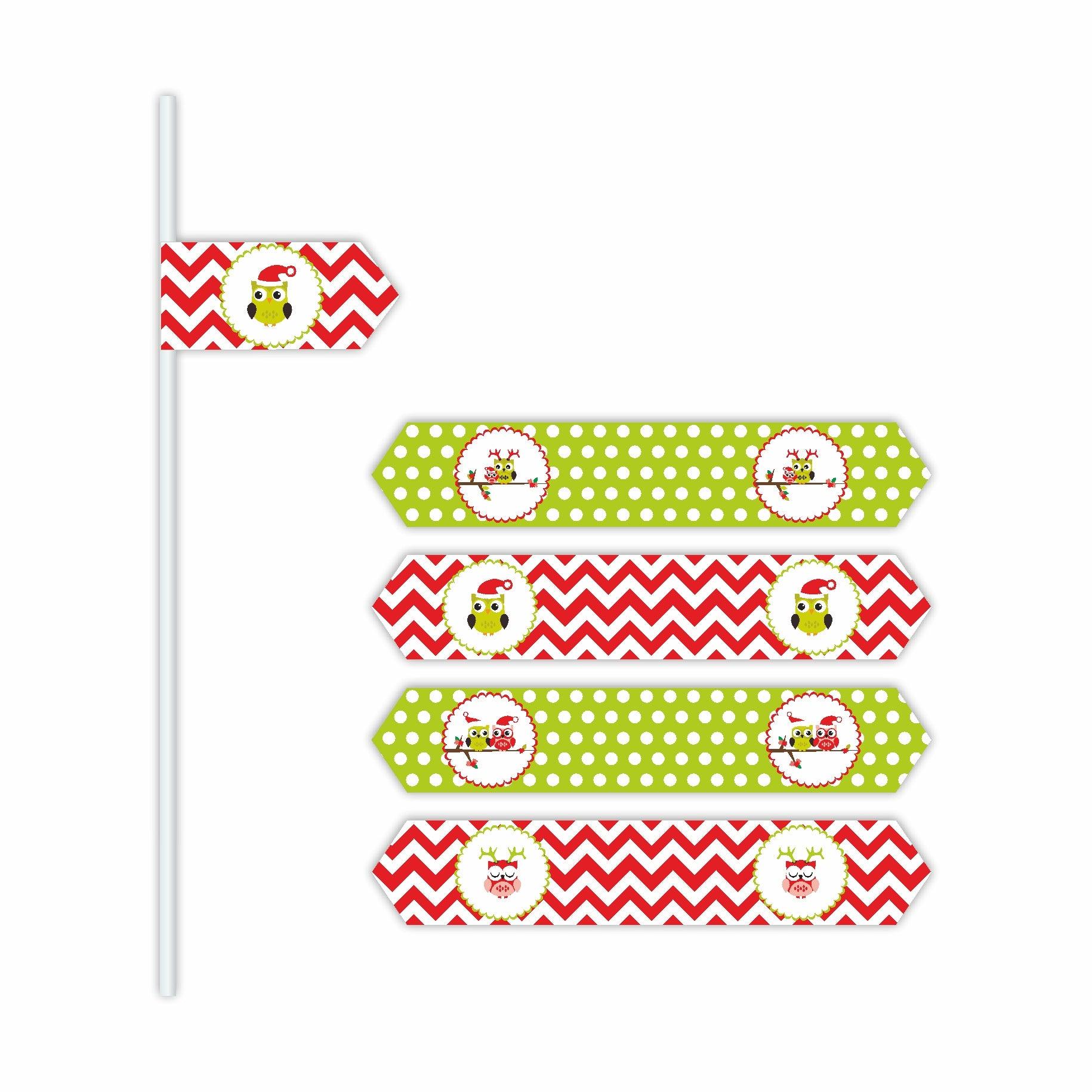 Christmas Owl Theme Drink Straws ALL PARTY SUPPLIES Pretty UR Party