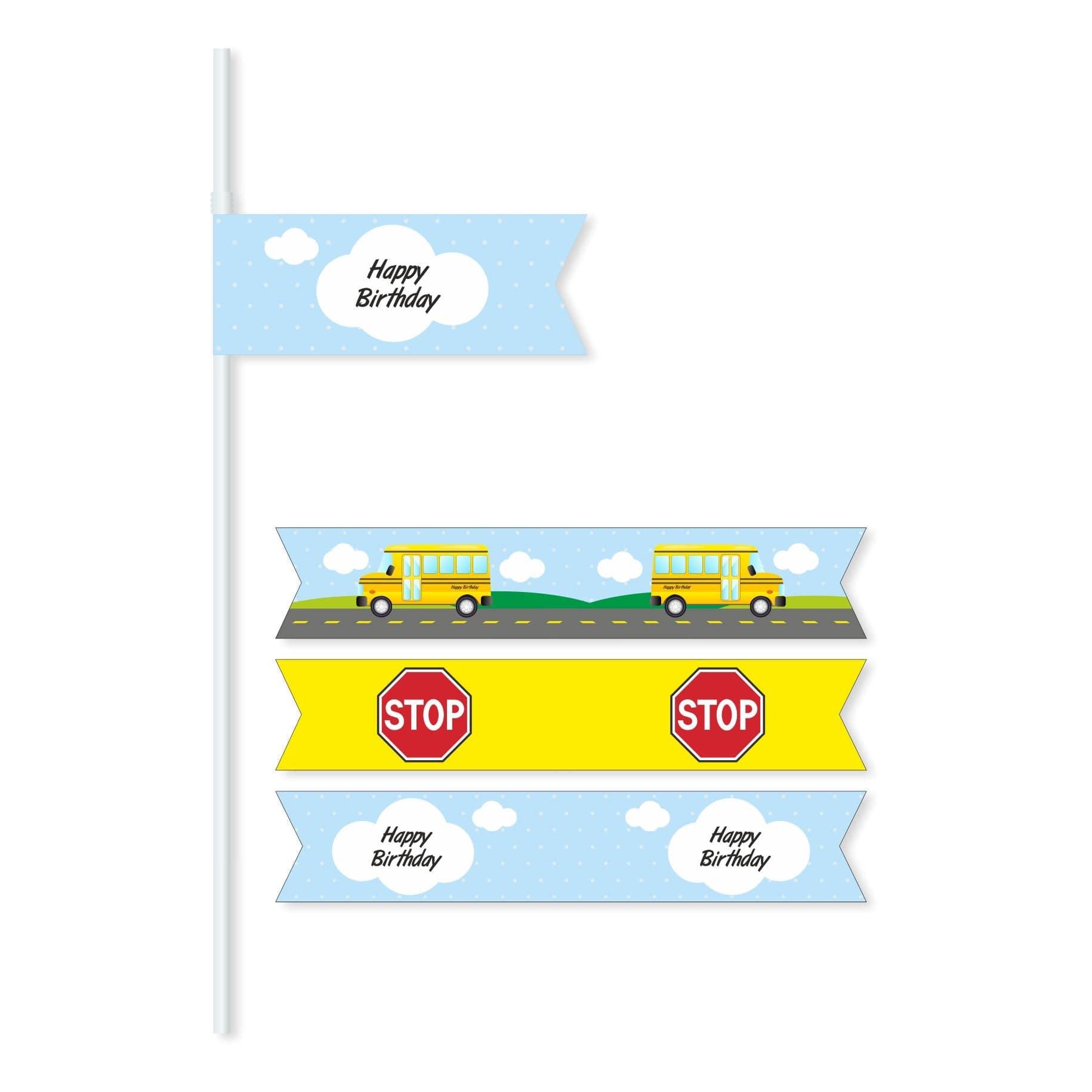 Wheels On The Bus Theme Drink Straws THEME PARTIES Pretty UR Party