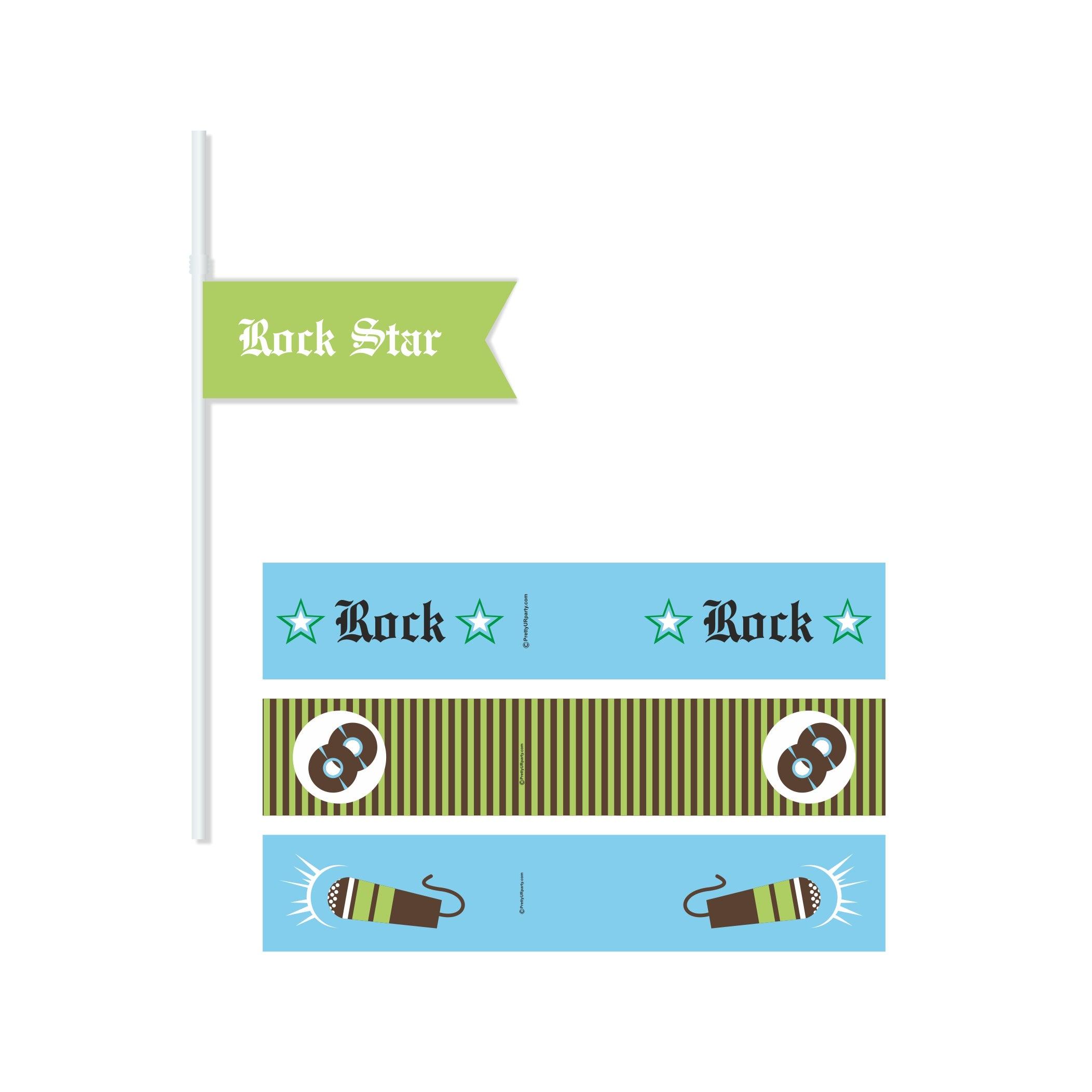 Rockstar Theme Drink Straws THEME PARTIES Pretty UR Party