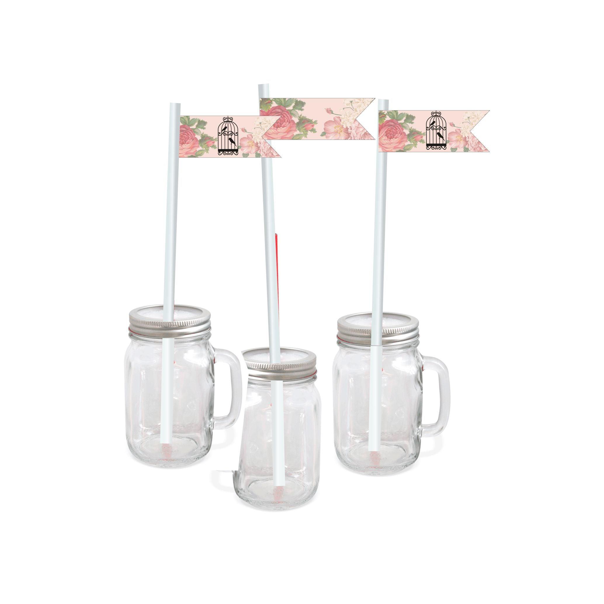 Pink Floral and Bird Cage Drink Straws THEME PARTIES Pretty UR Party