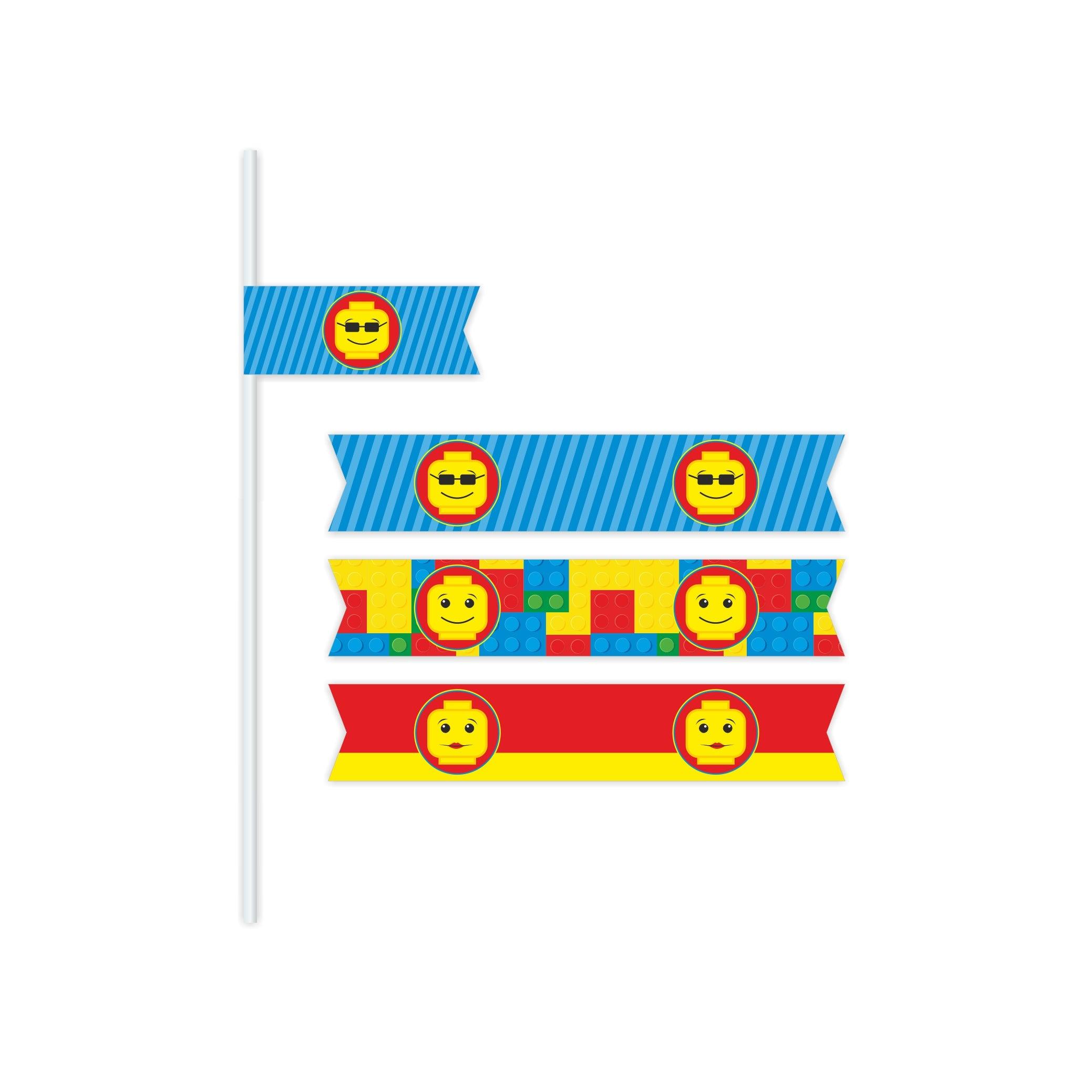 Lego inspired Drink Straws THEME PARTIES Pretty UR Party