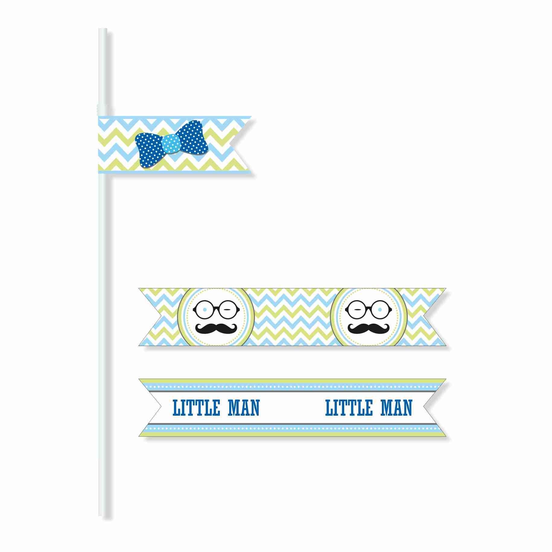 Little Man Theme Straws THEME PARTIES Pretty UR Party