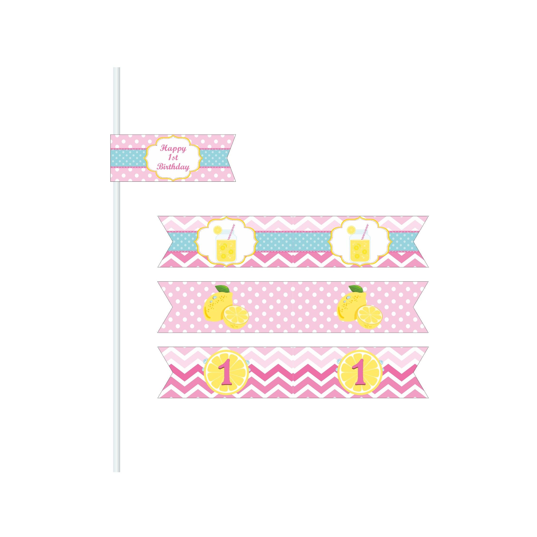 Pink lemonade 1st birthday Drink Straws ALL PARTY SUPPLIES Pretty UR Party