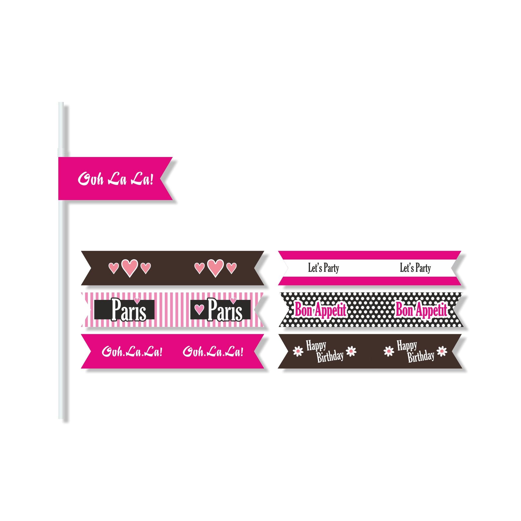 Paris Drink Straws THEME PARTIES Pretty UR Party