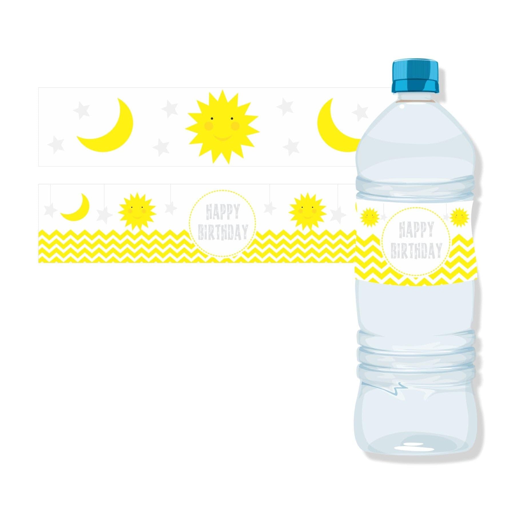 Sun and Moon Water Bottle Labels THEME PARTIES Pretty UR Party