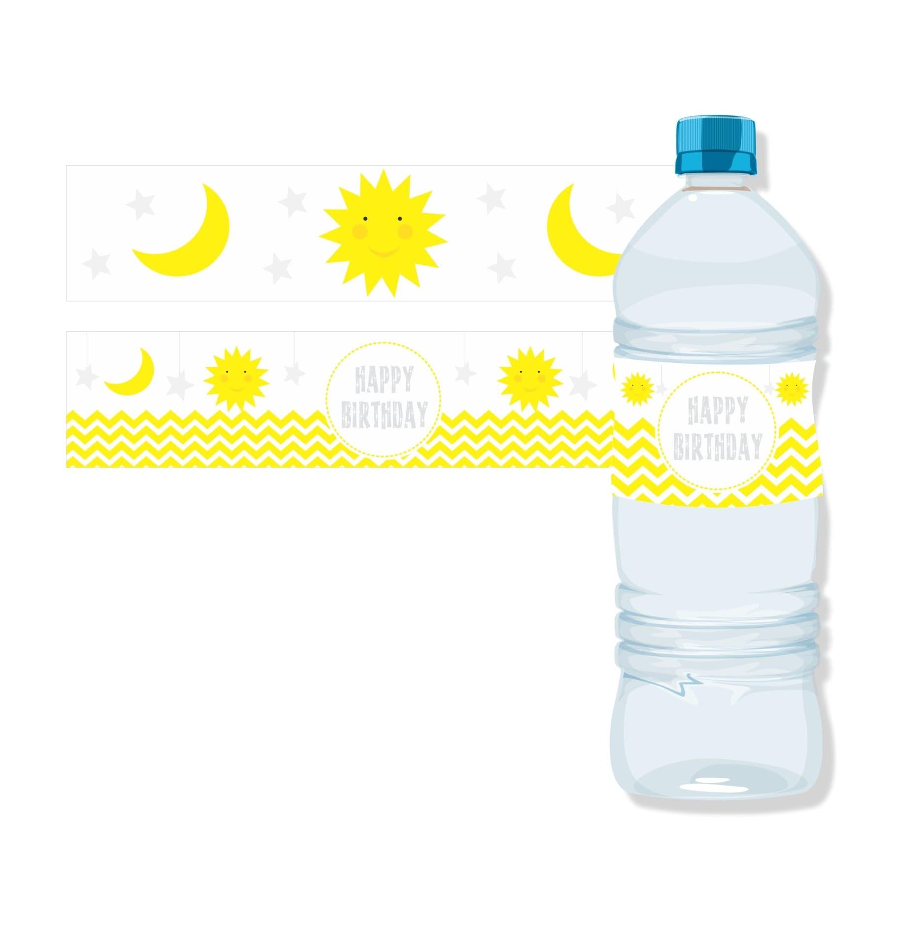 Sun and Moon Water Bottle Labels THEME PARTIES Pretty UR Party
