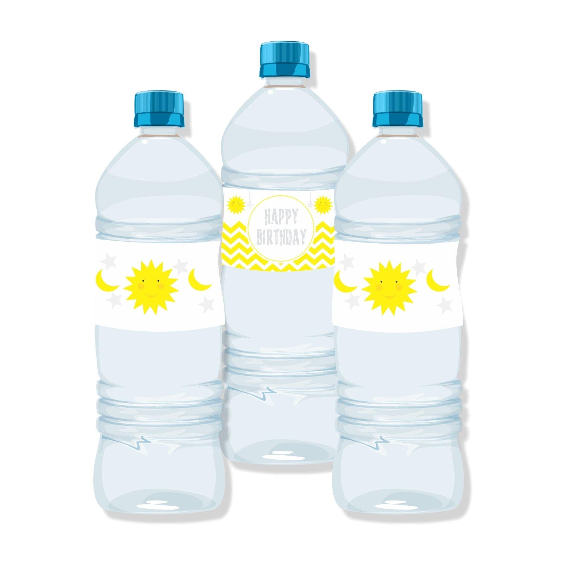 Sun and Moon Water Bottle Labels THEME PARTIES Pretty UR Party