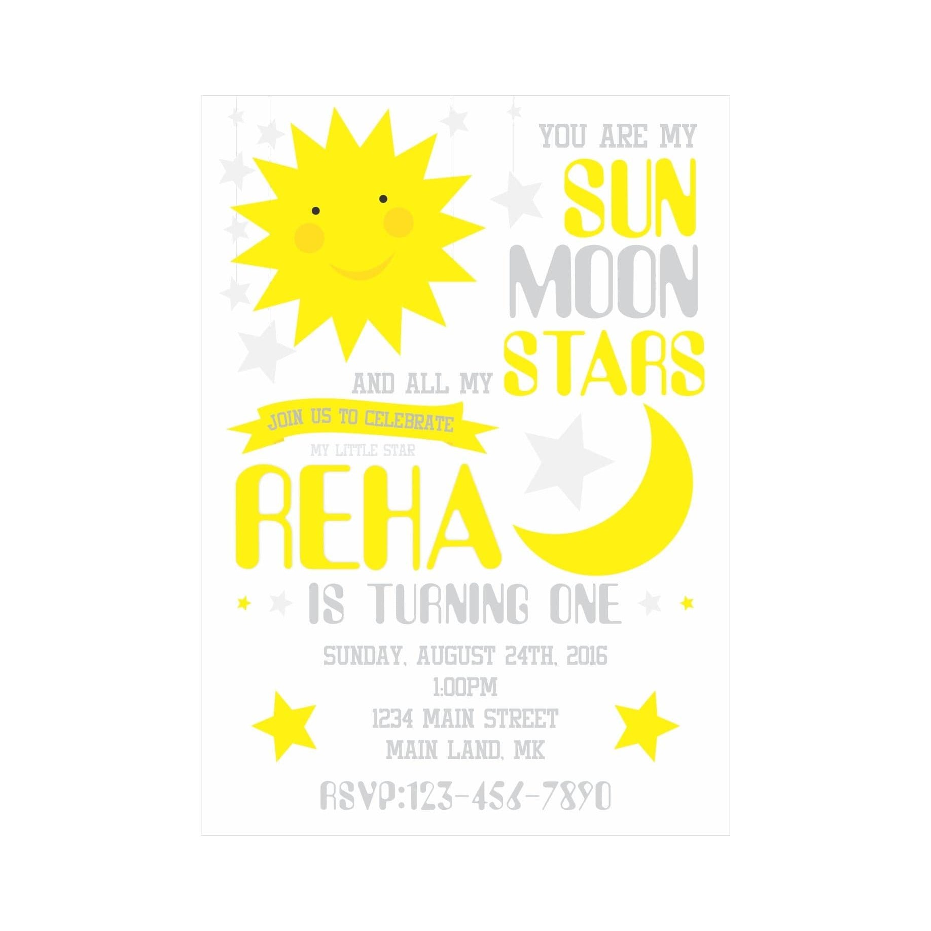 Sun and Moon Theme E-Invitations THEME PARTIES Pretty UR Party