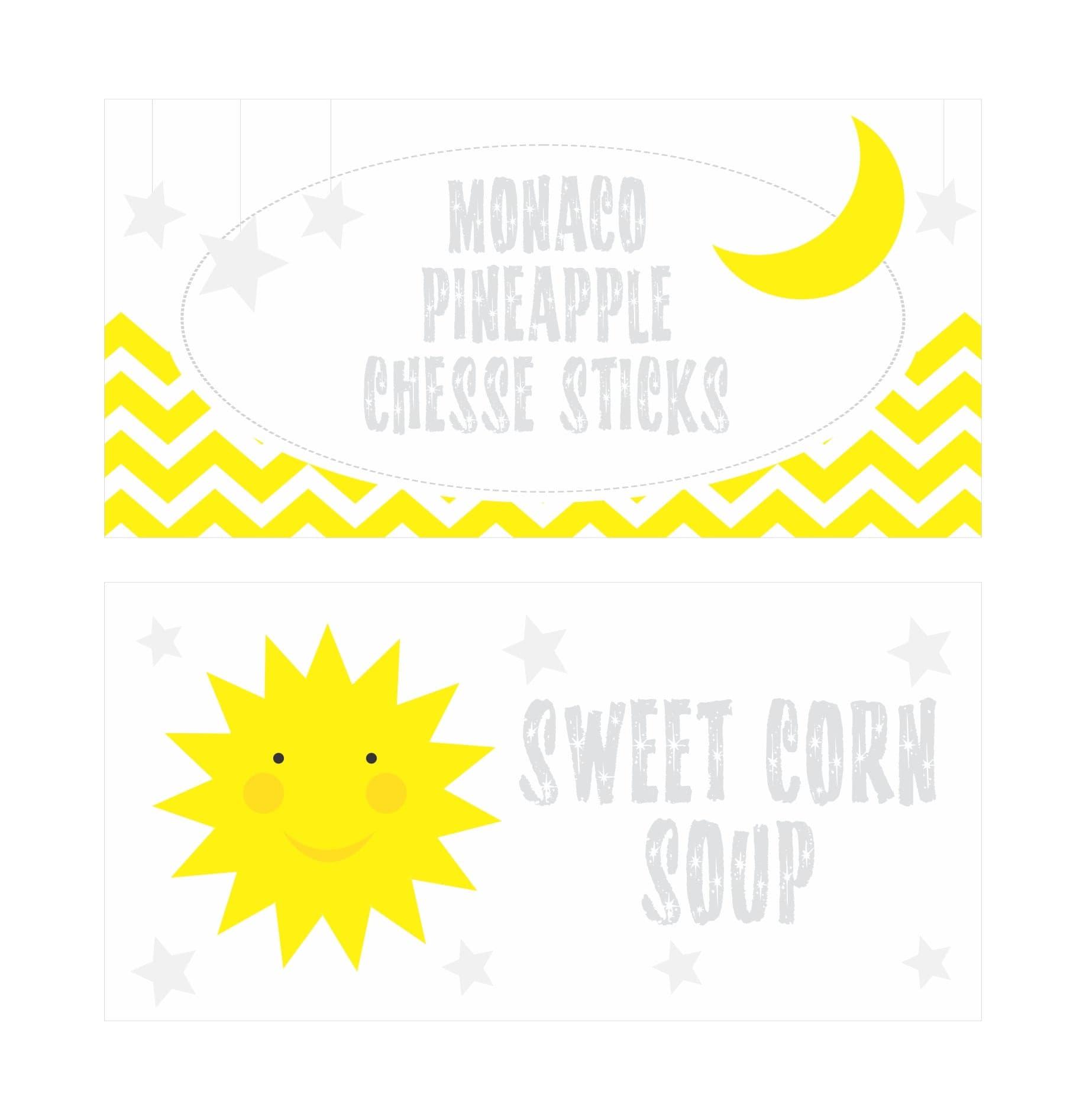 Sun and Moon Food Labels / Buffet Table Cards THEME PARTIES Pretty UR Party