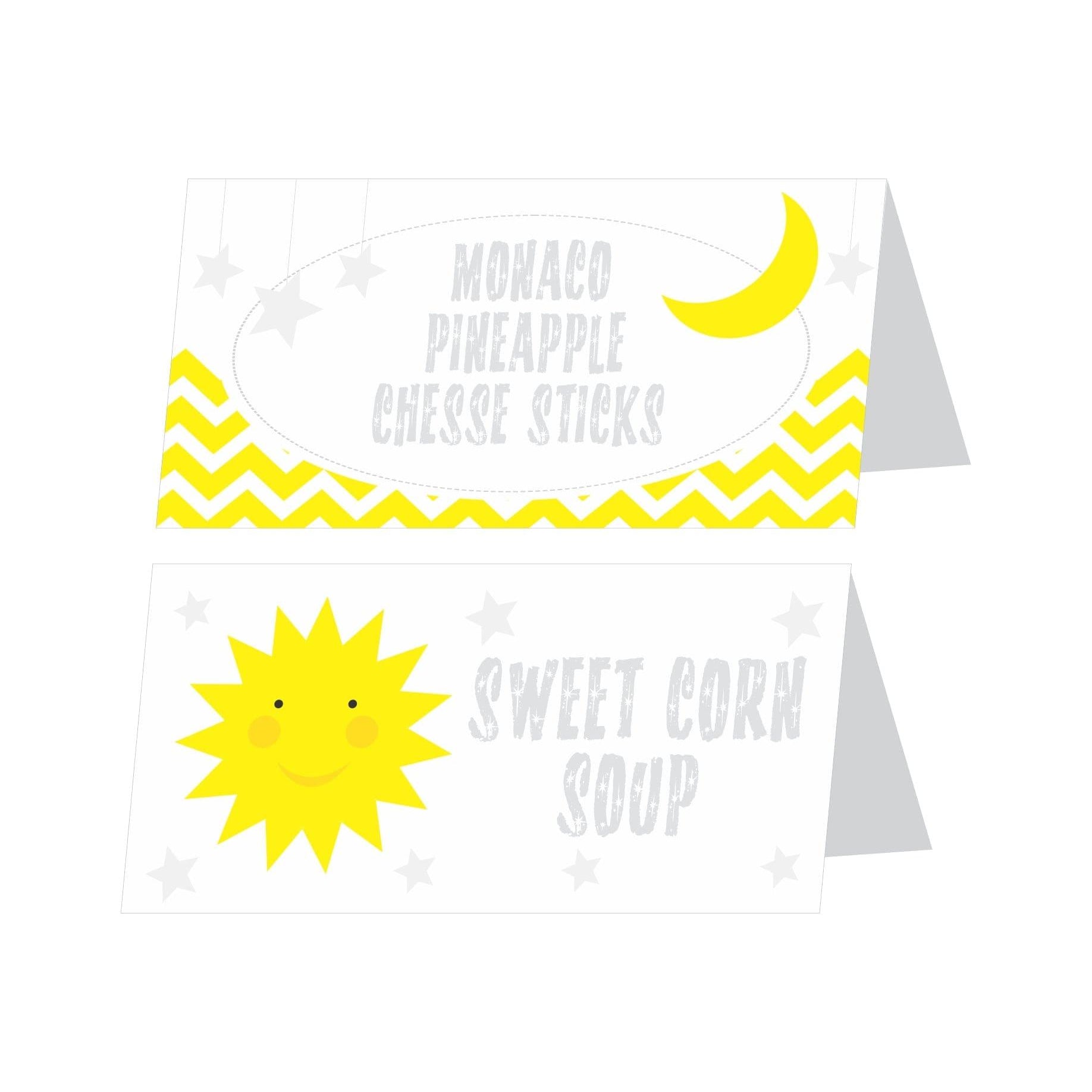 Sun and Moon Food Labels / Buffet Table Cards THEME PARTIES Pretty UR Party