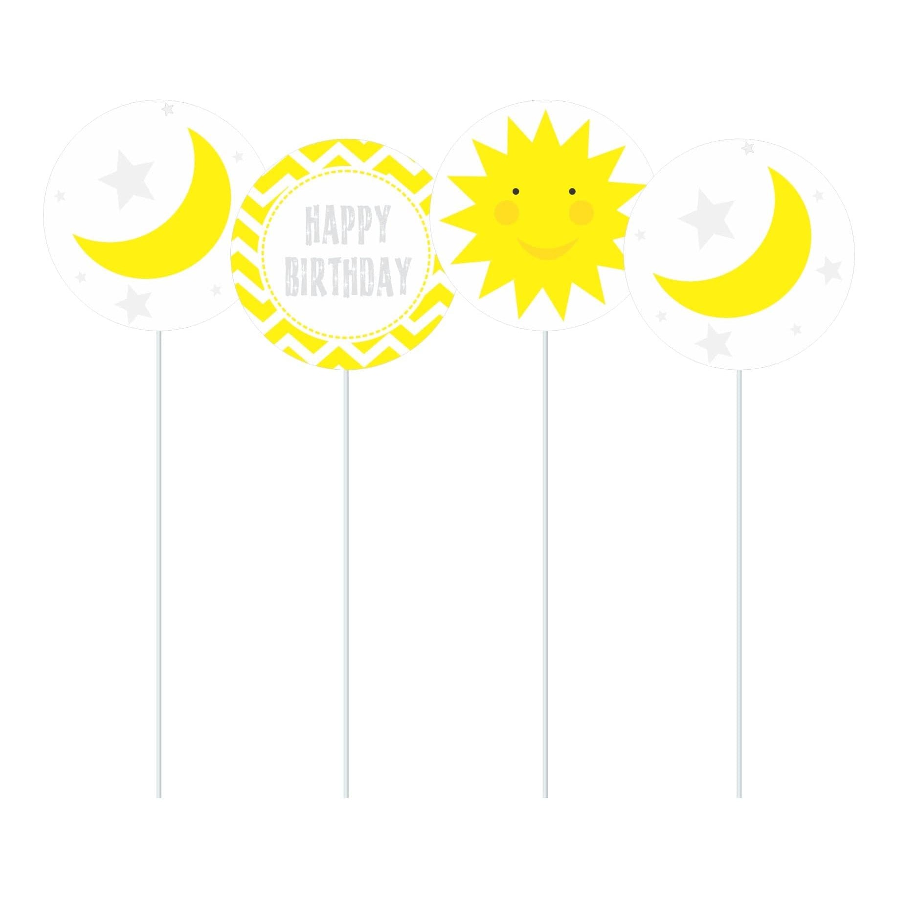 Sun and Moon theme Cupcake Toppers THEME PARTIES Pretty UR Party