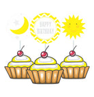 Sun and Moon theme Cupcake Toppers THEME PARTIES Pretty UR Party