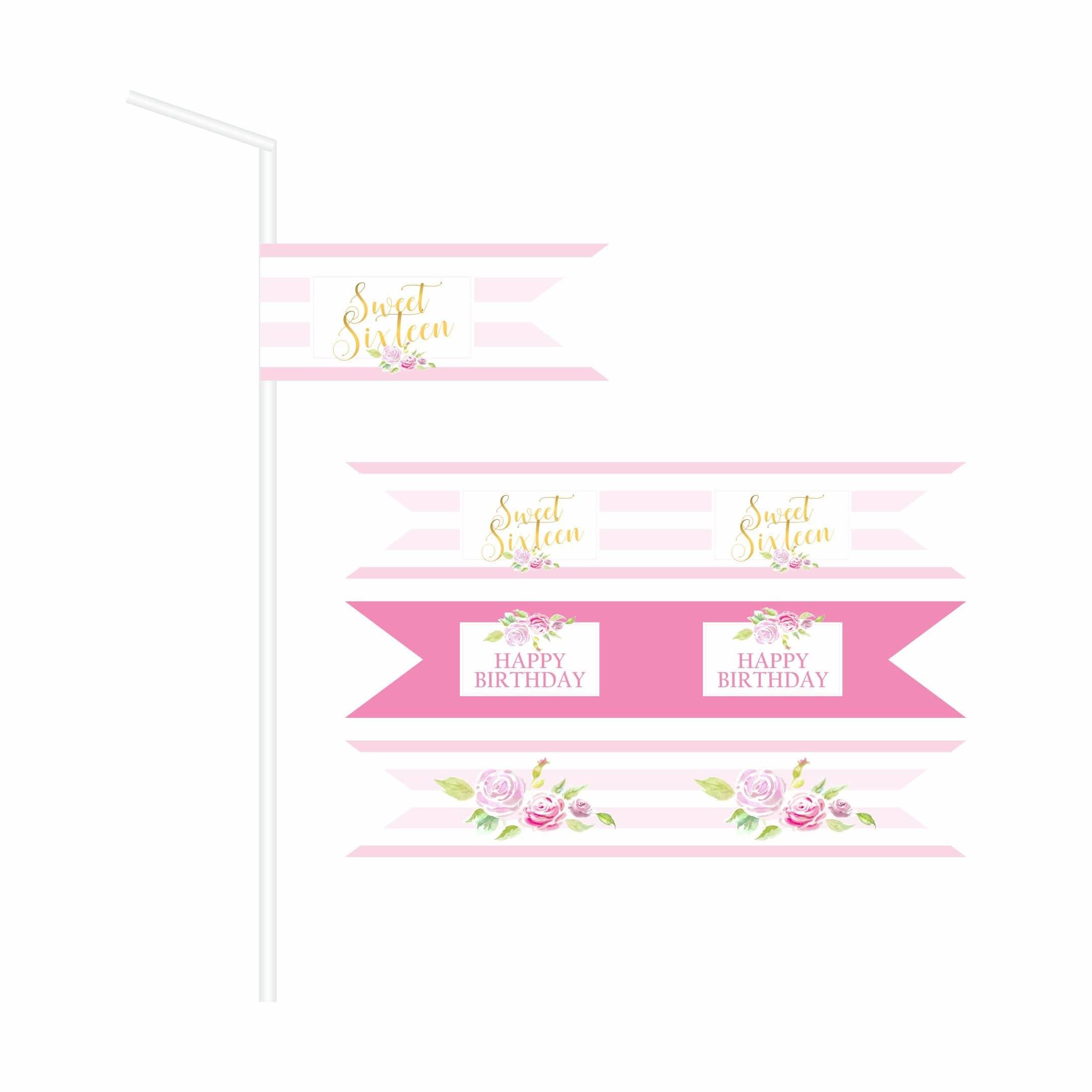 Sweet Sixteen Theme Drink Straws THEME PARTIES Pretty UR Party