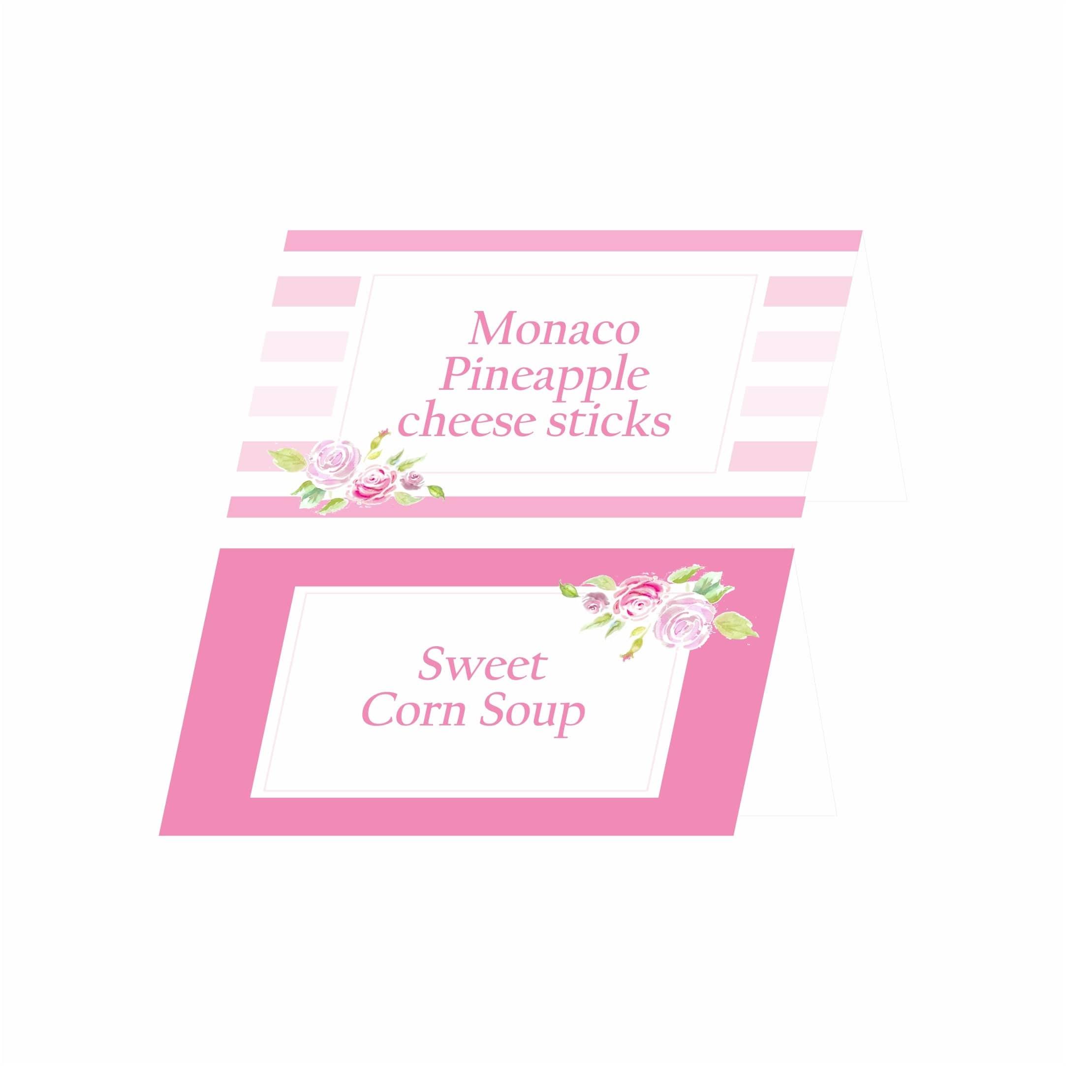 Sweet Sixteen Theme Food Labels / Buffet Table Cards THEME PARTIES Pretty UR Party