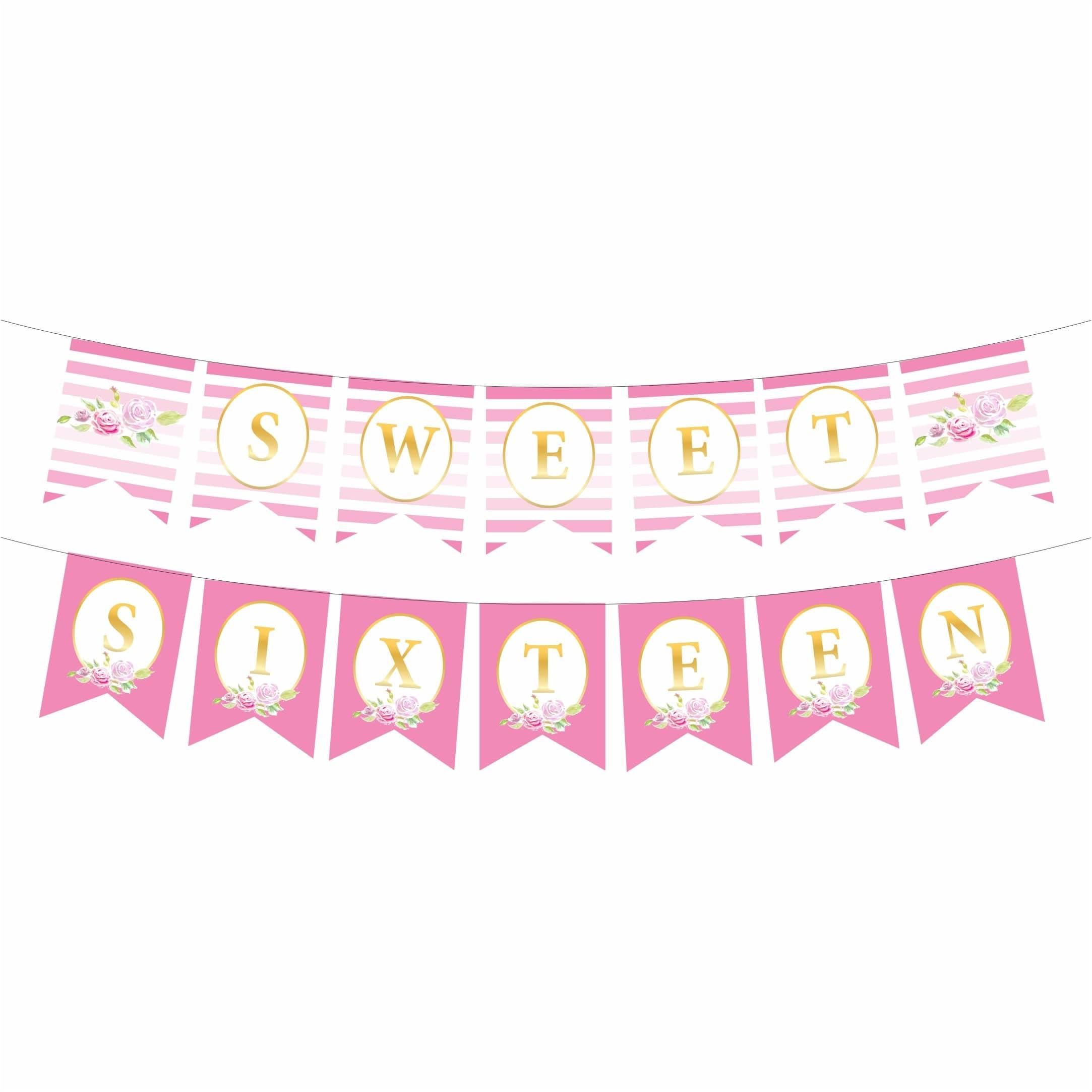 Sweet Sixteen Theme Bunting DECORATIONS Pretty UR Party