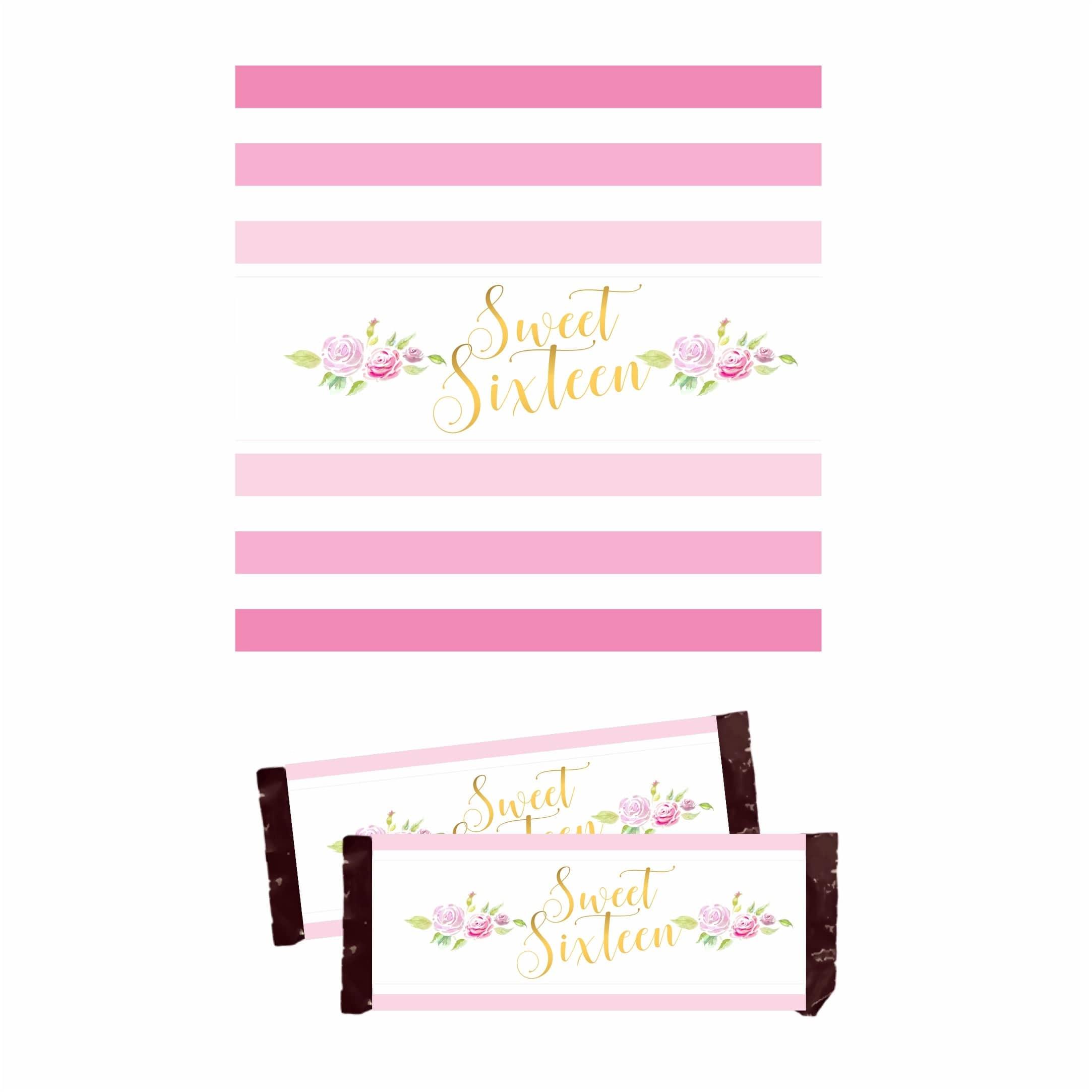 Sweet Sixteen Theme Chocolate Wrappers THEME PARTIES Pretty UR Party
