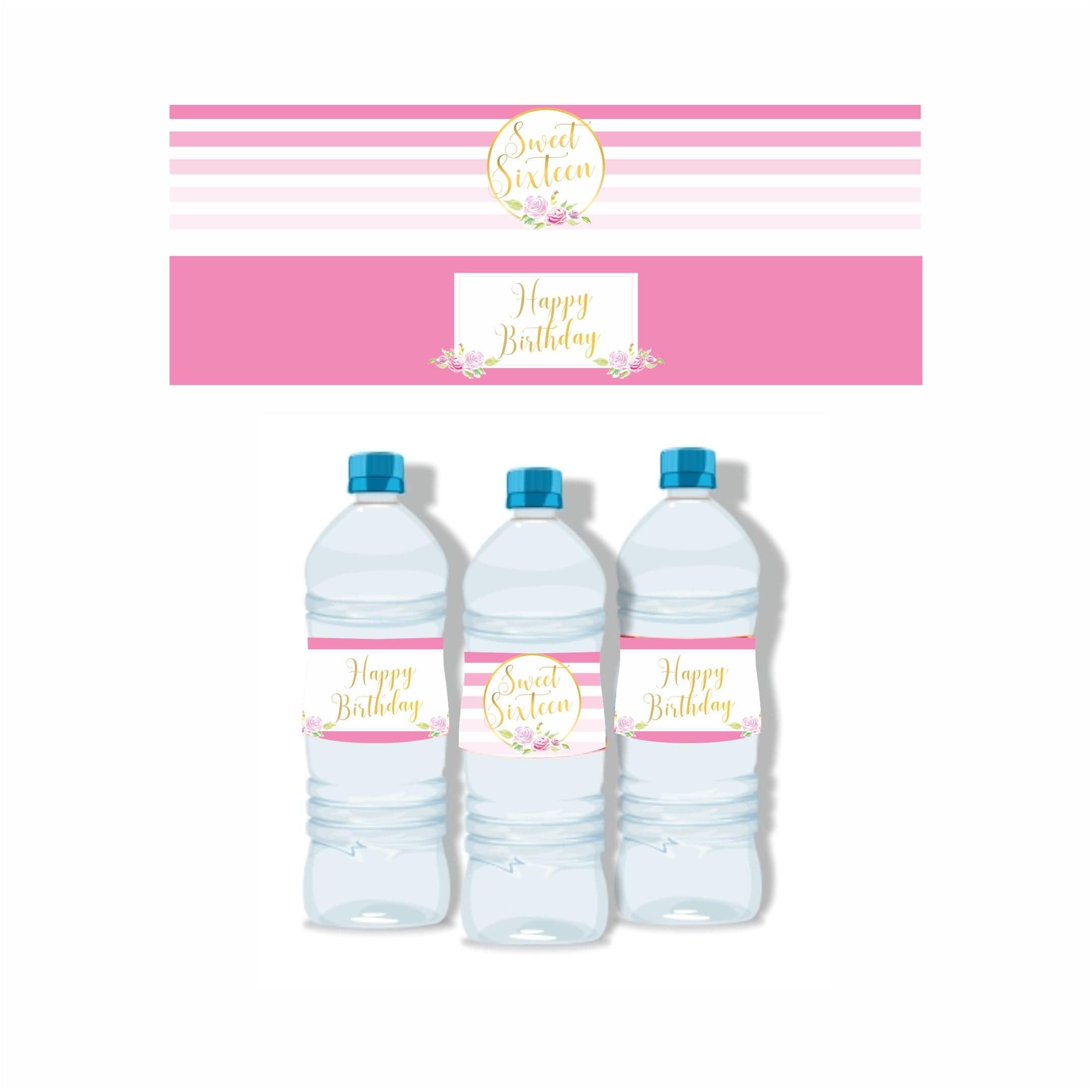 Sweet Sixteen Theme Water Bottle Labels THEME PARTIES Pretty UR Party