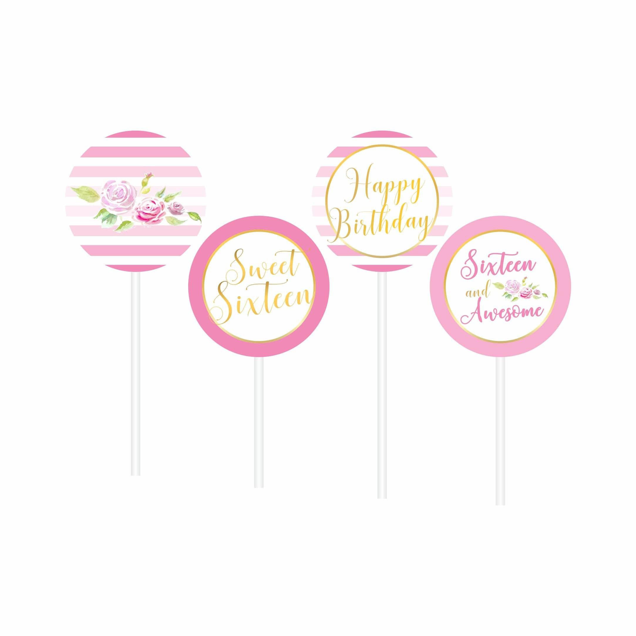 Sweet Sixteen Theme Cupcake Toppers THEME PARTIES Pretty UR Party