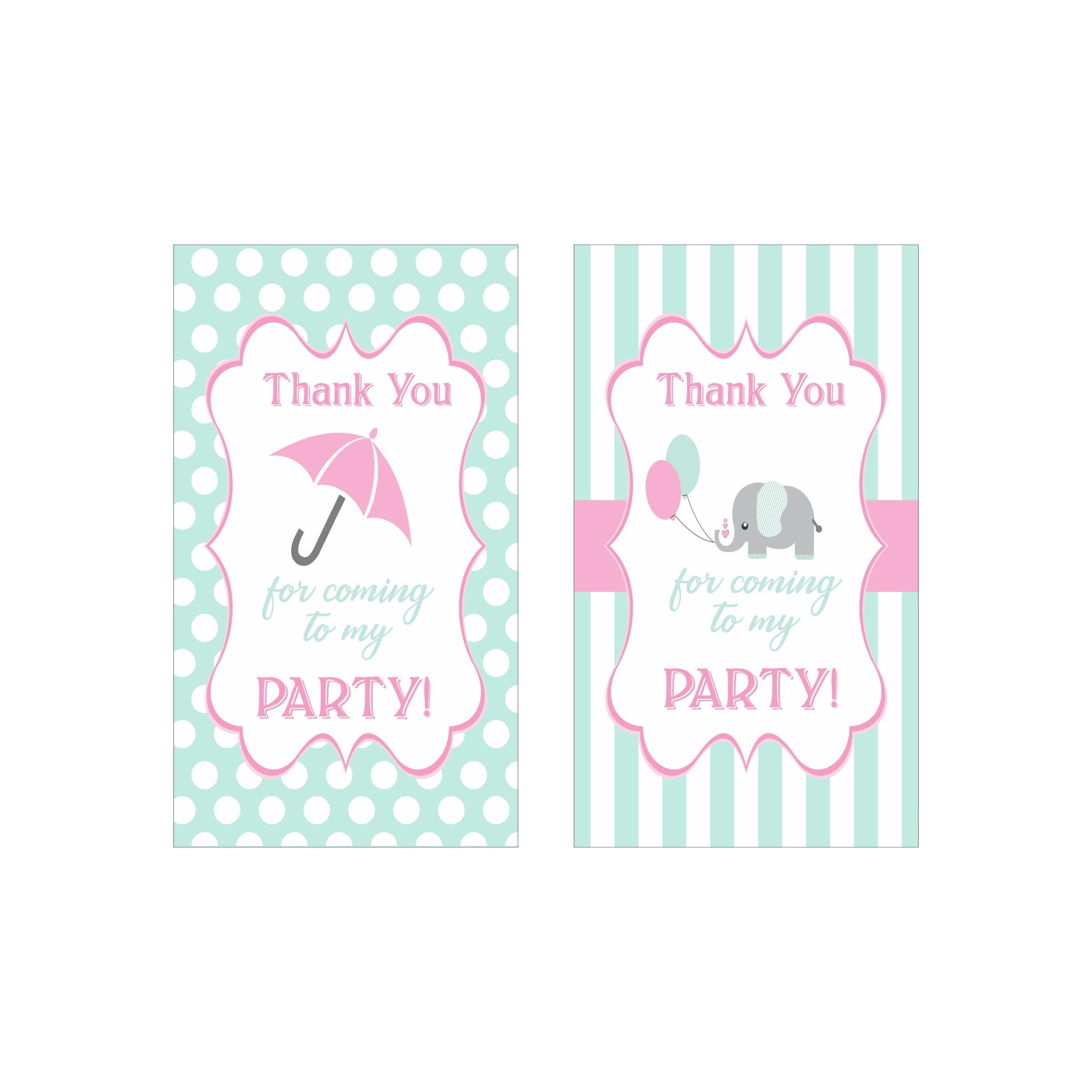 Elephant Birthday Theme Thank you Tags THEME PARTIES Pretty UR Party