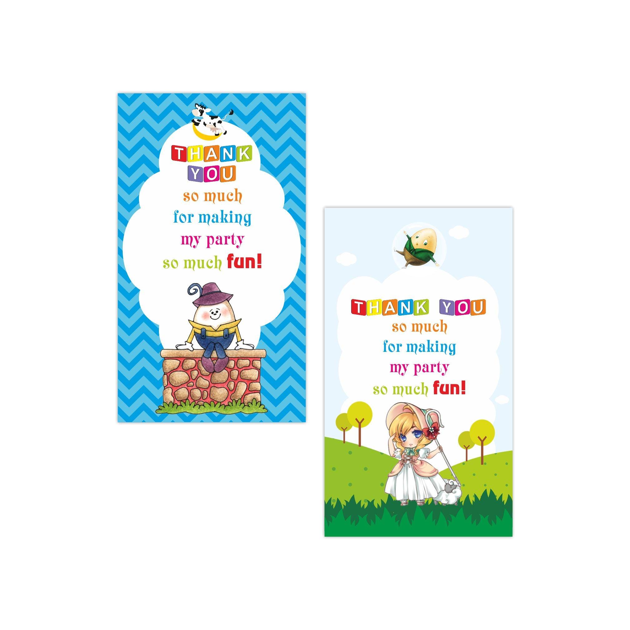Nursery Rhymes Thank you Tags THEME PARTIES Pretty UR Party