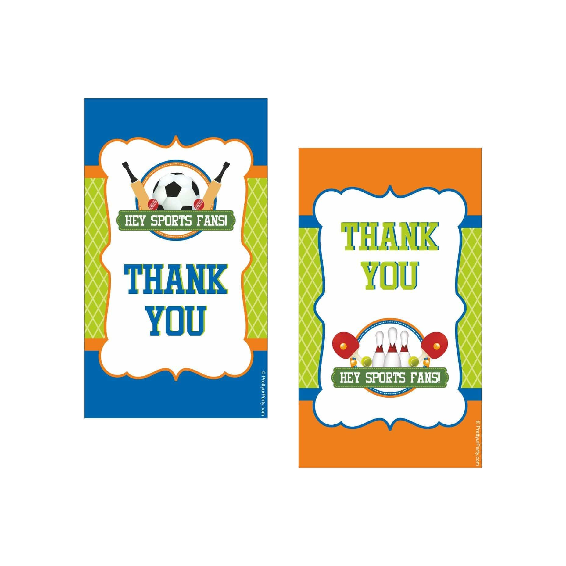 Sports Thank you Tags THEME PARTIES Pretty UR Party