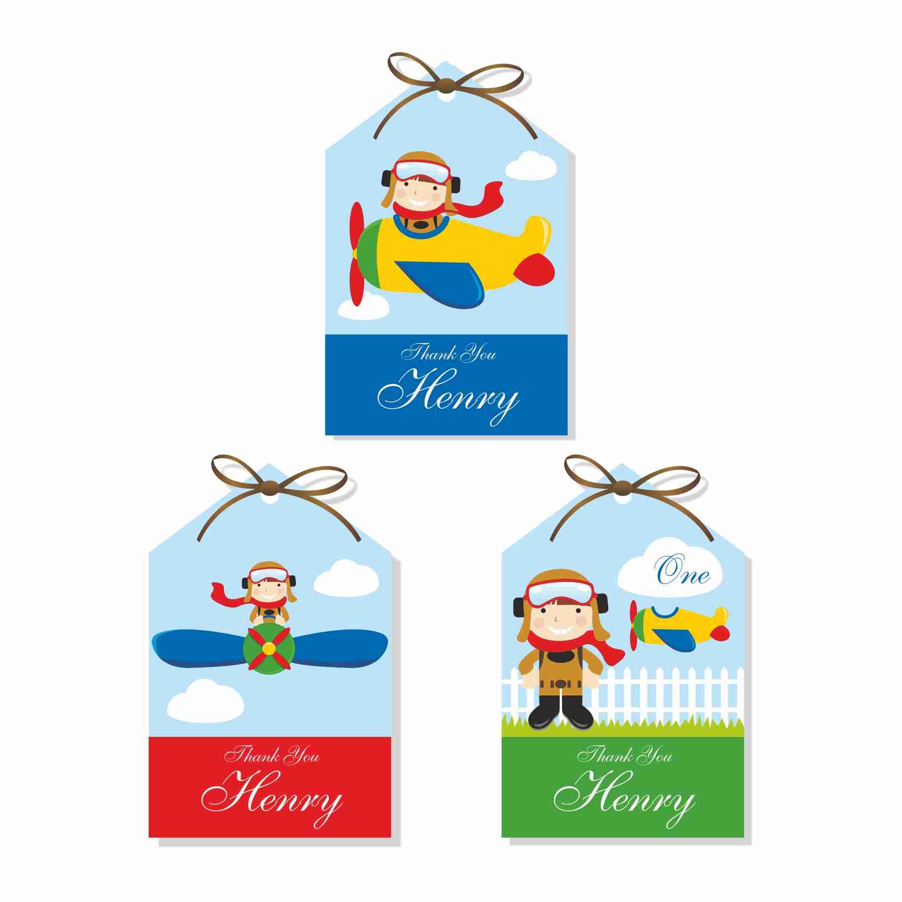 Little Aviator Thank you Tags THEME PARTIES Pretty UR Party