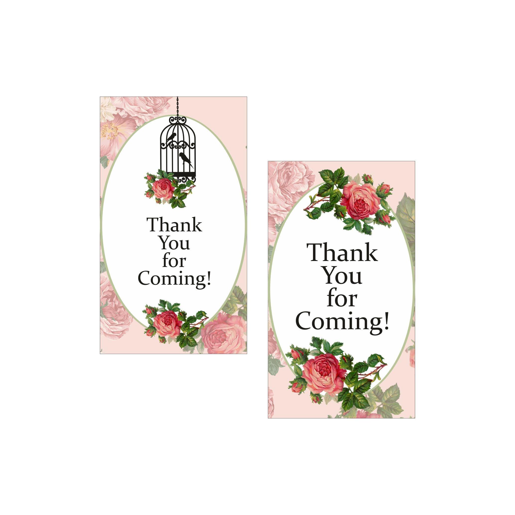 Pink Floral and Bird Cage Thank you Tags THEME PARTIES Pretty UR Party