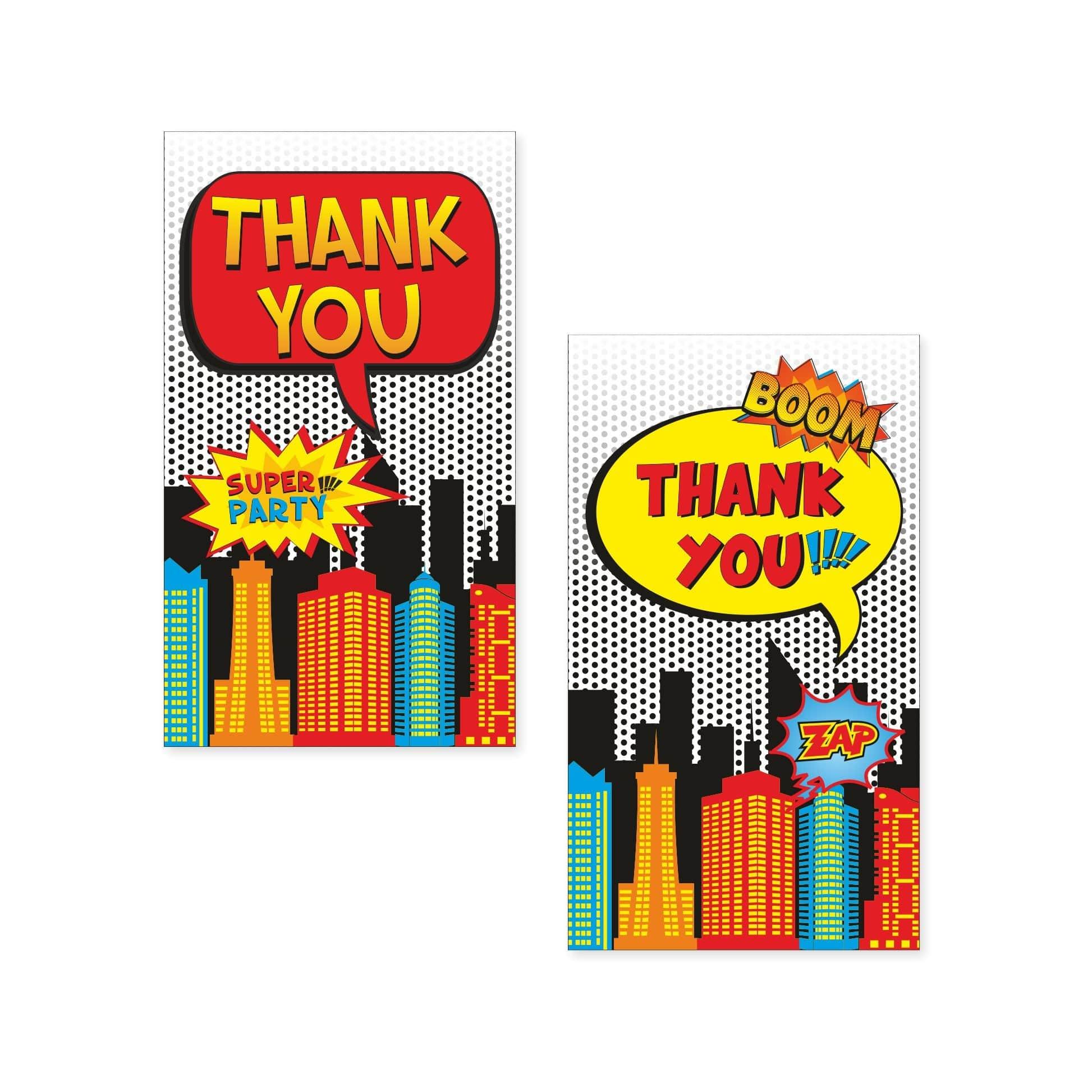 Superhero theme Thank you Cards THEME PARTIES Pretty UR Party
