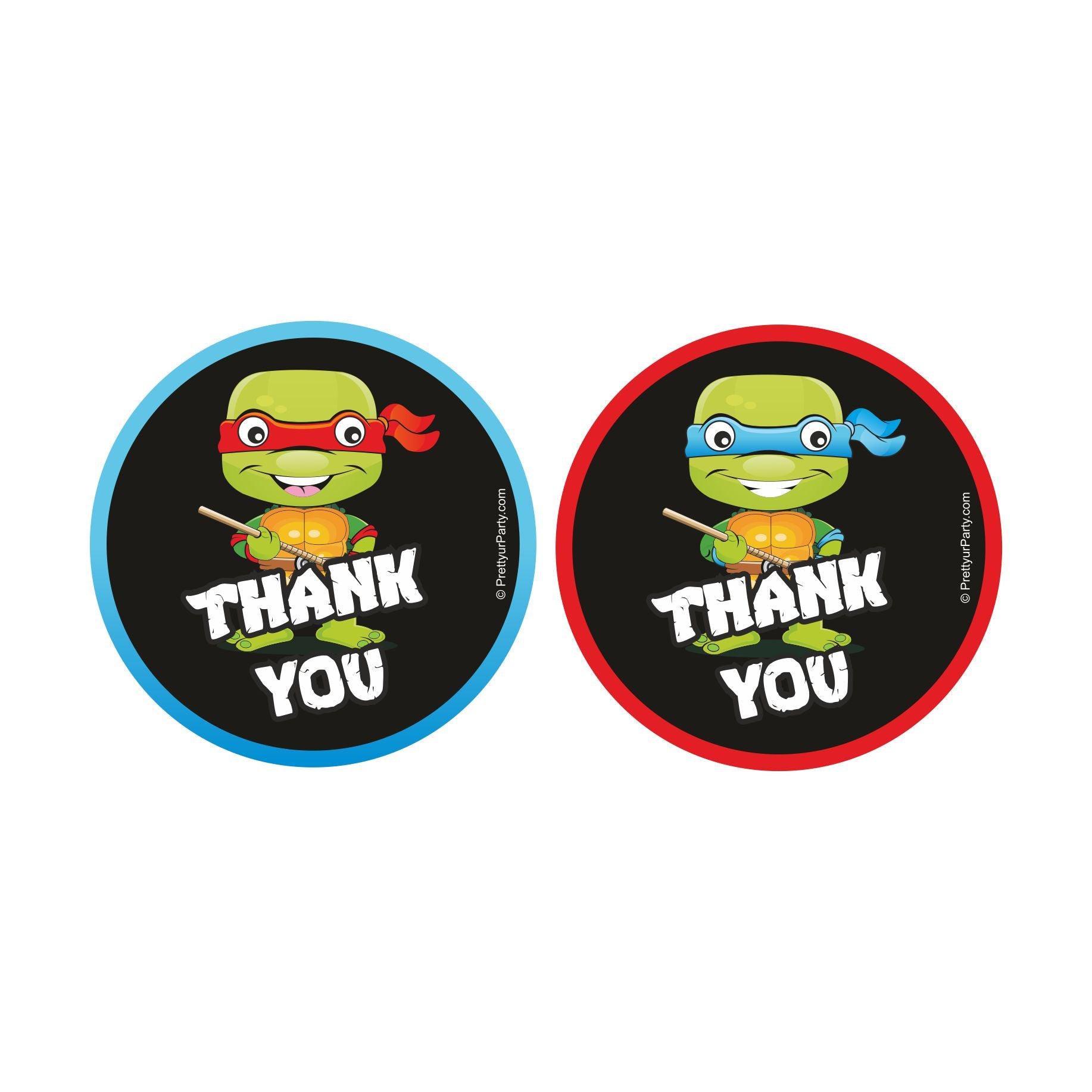 Ninja Turtles Thank you Tags THEME PARTIES Pretty UR Party