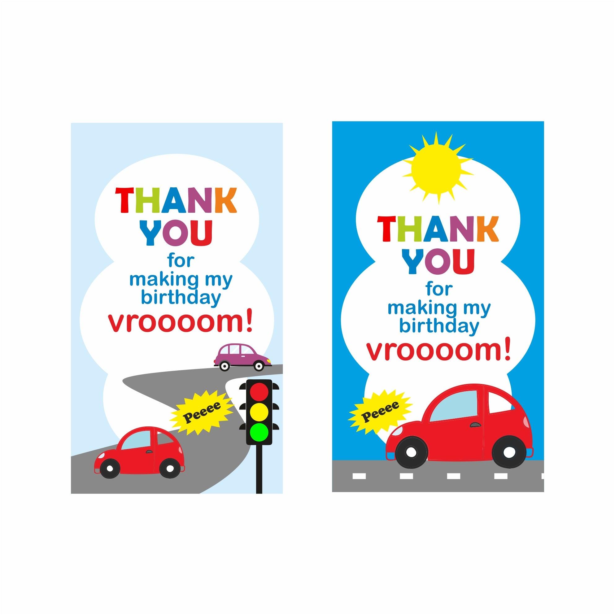 Colorful Cars Theme Thank you Tags THEME PARTIES Pretty UR Party