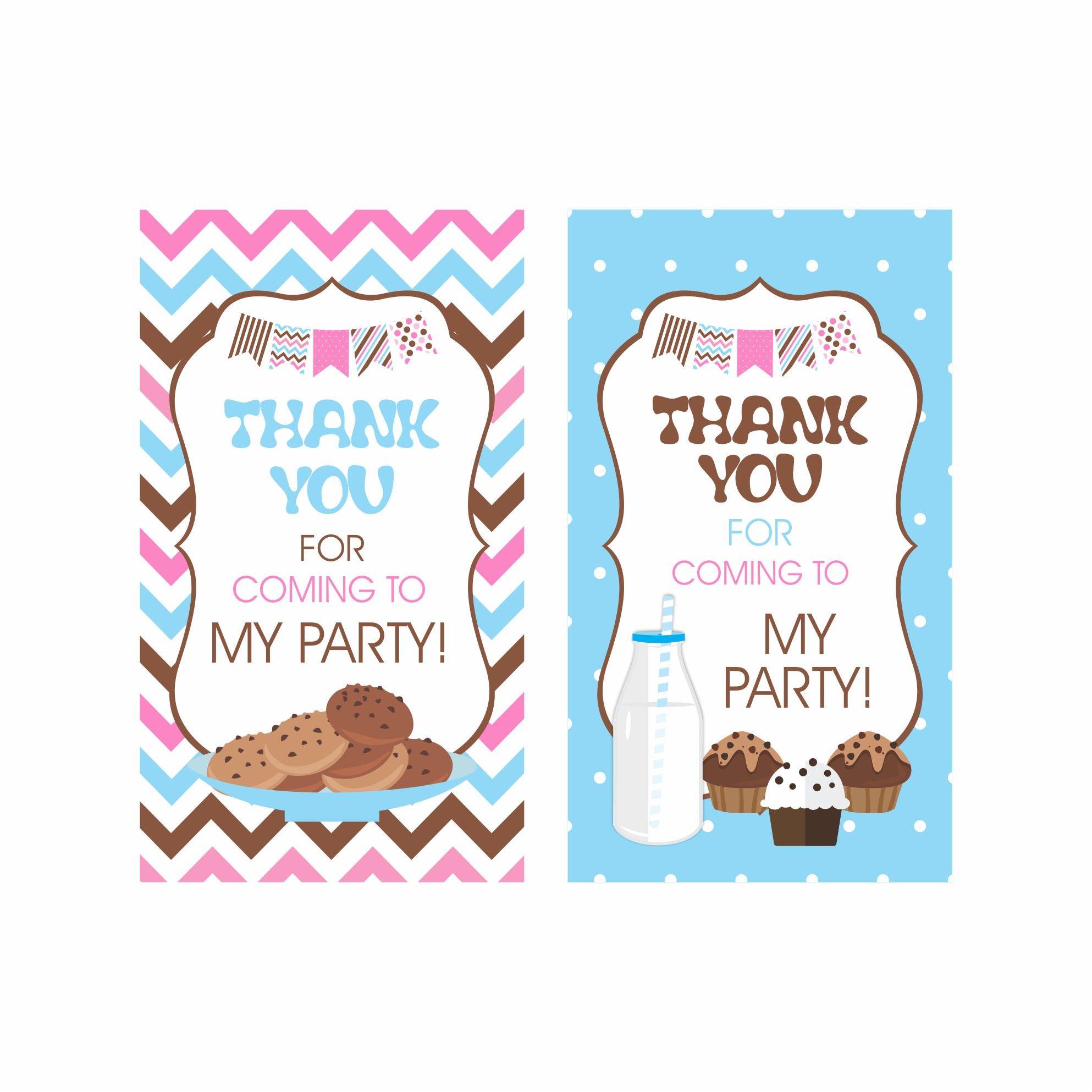 Milk and Cookies Theme Thank you Tags THEME PARTIES Pretty UR Party