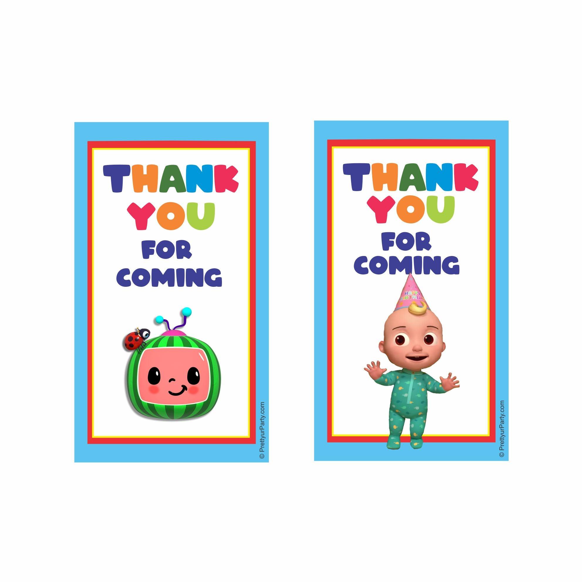 Cocomelon Theme Thank you Tags THEME PARTIES Pretty UR Party