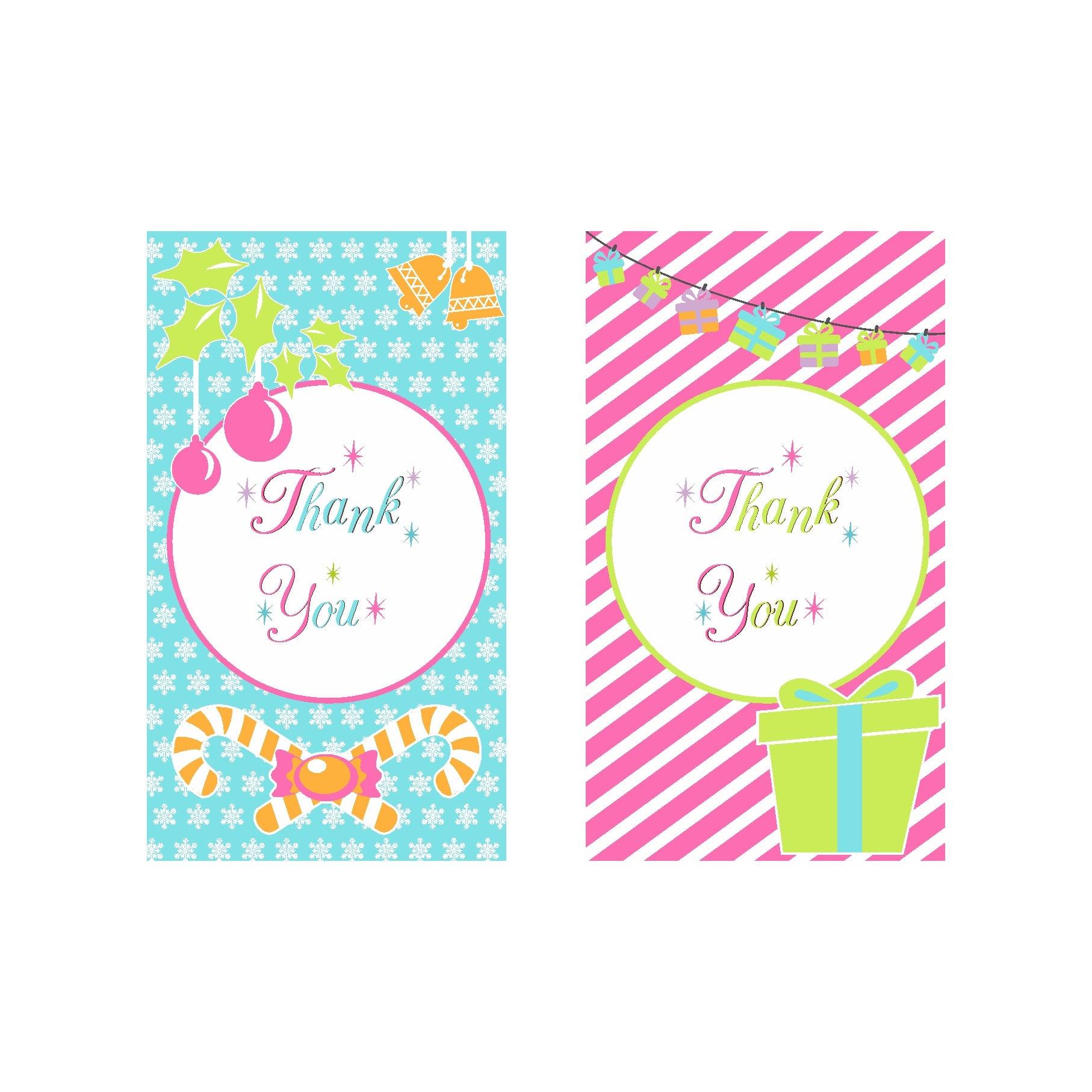 Merry and Bright Thank you Tags ALL PARTY SUPPLIES Pretty UR Party