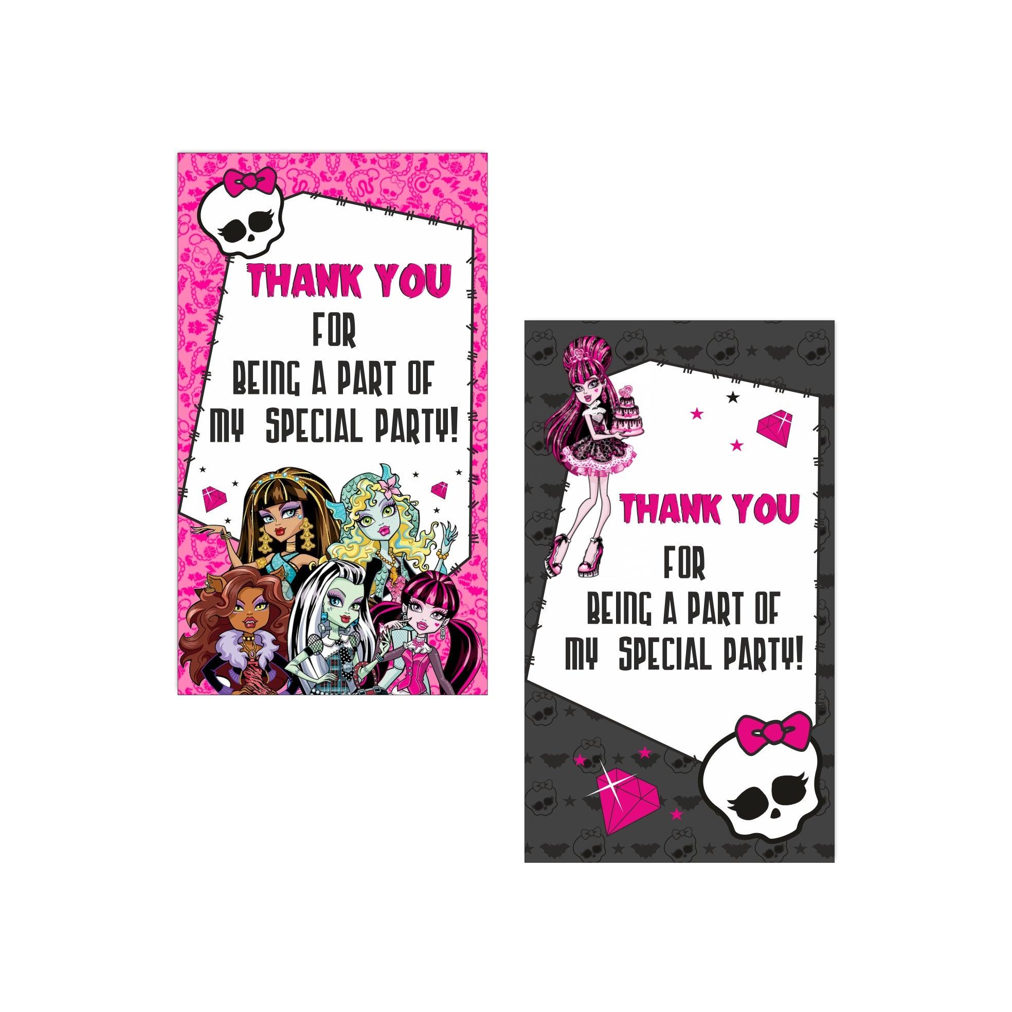 Monster High Thank you Tags THEME PARTIES Pretty UR Party