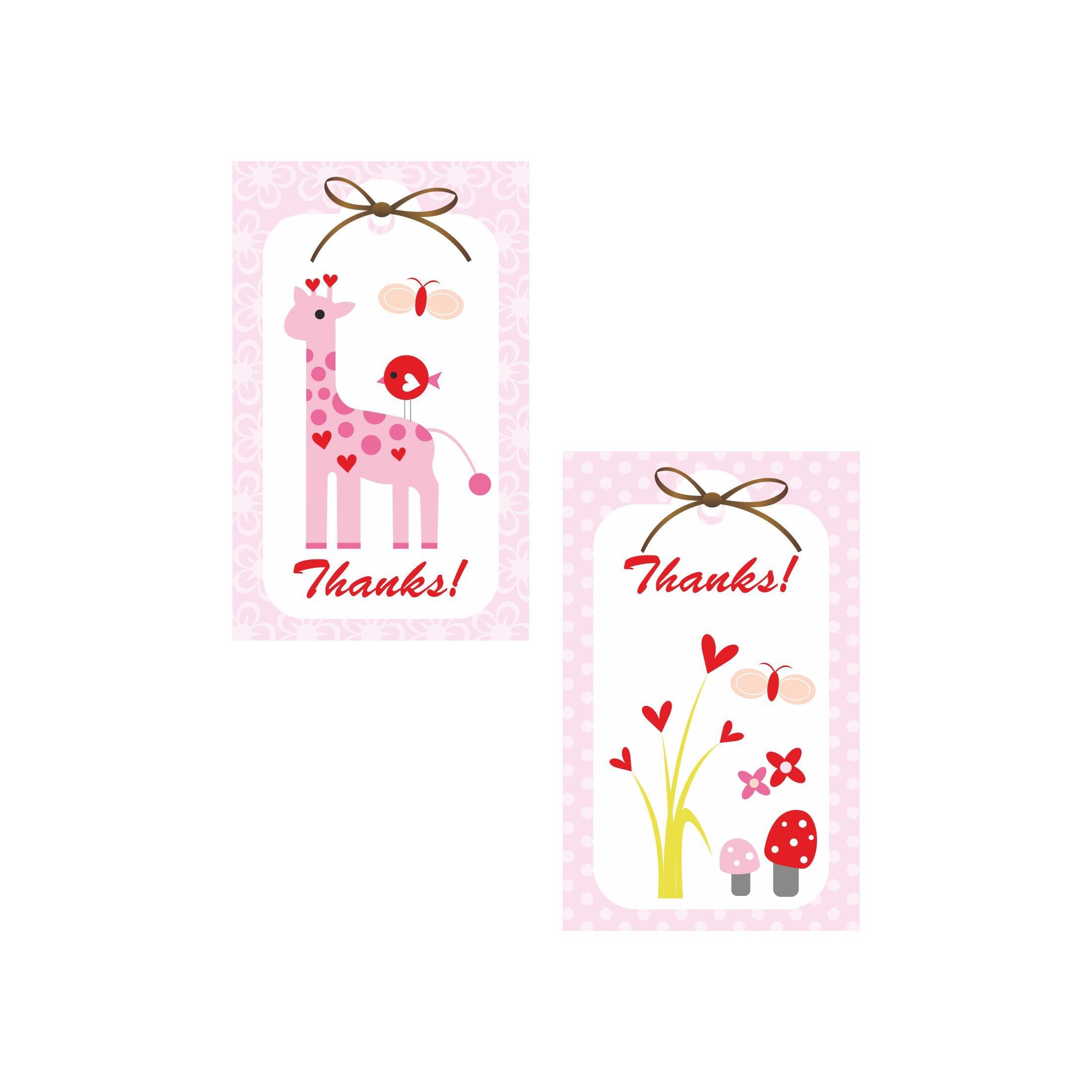 Girly Giraffe Thank you Tags THEME PARTIES Pretty UR Party