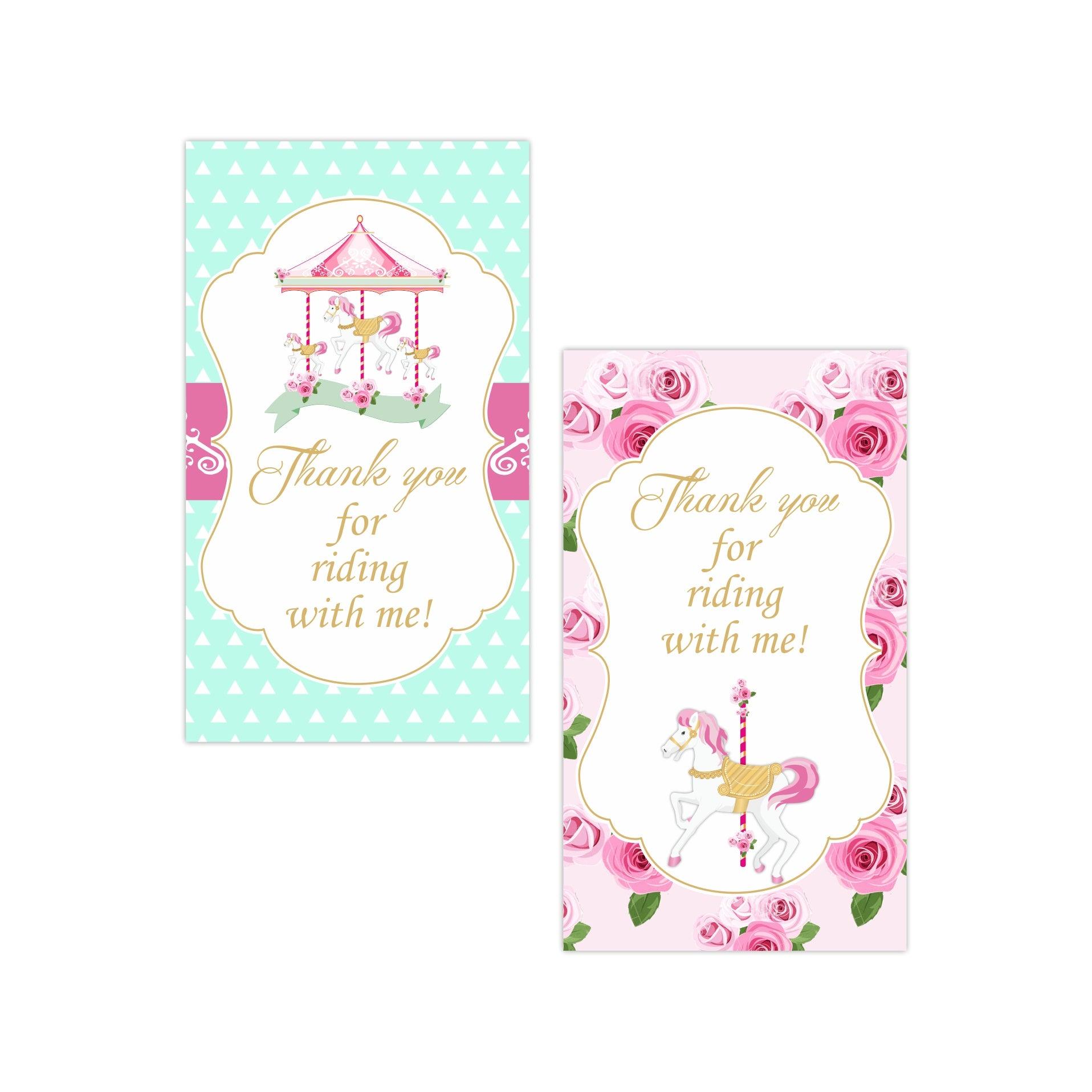 Carousel Thank you Tags THEME PARTIES Pretty UR Party