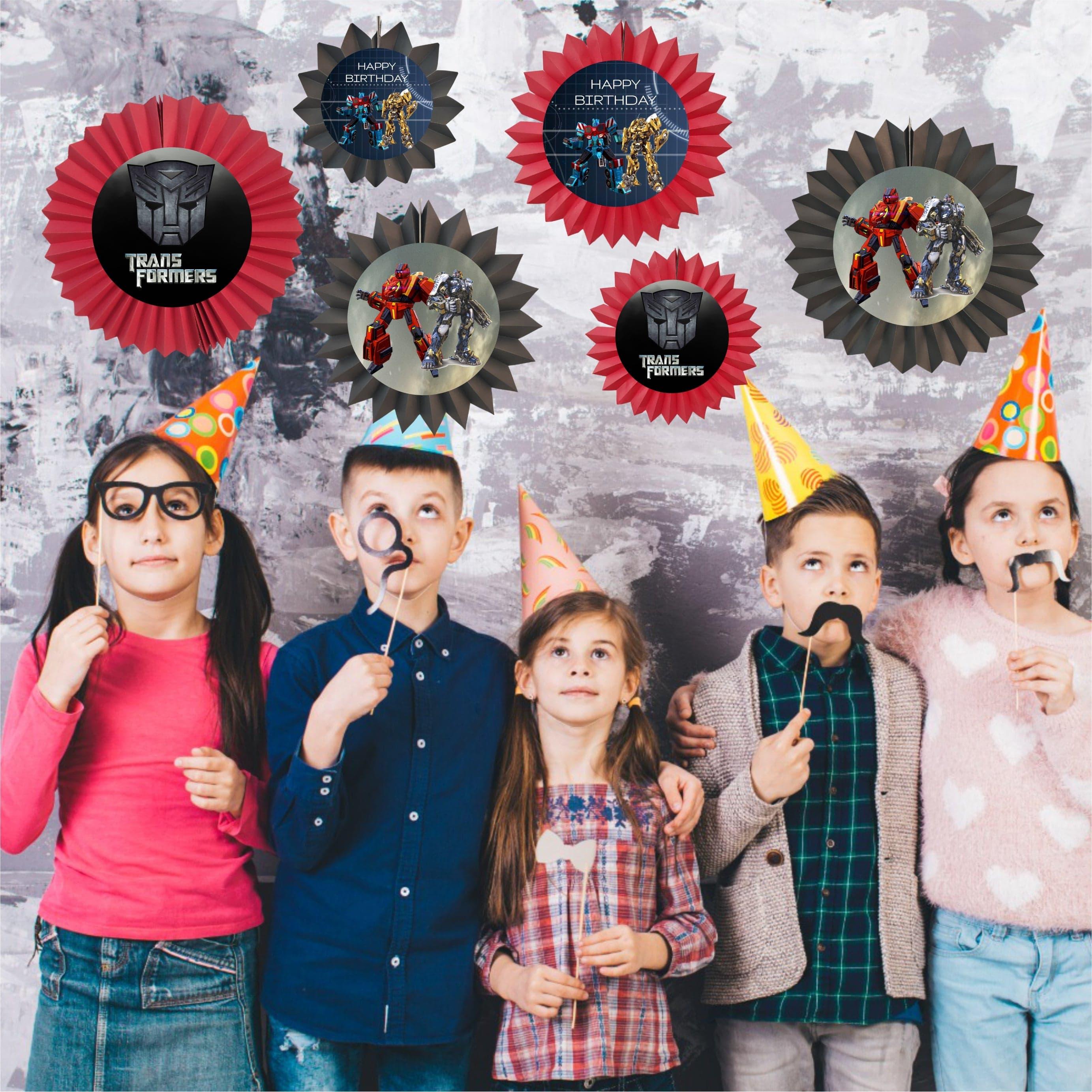 Transformers Paper Fans - Set of 6 DECORATIONS Pretty UR Party