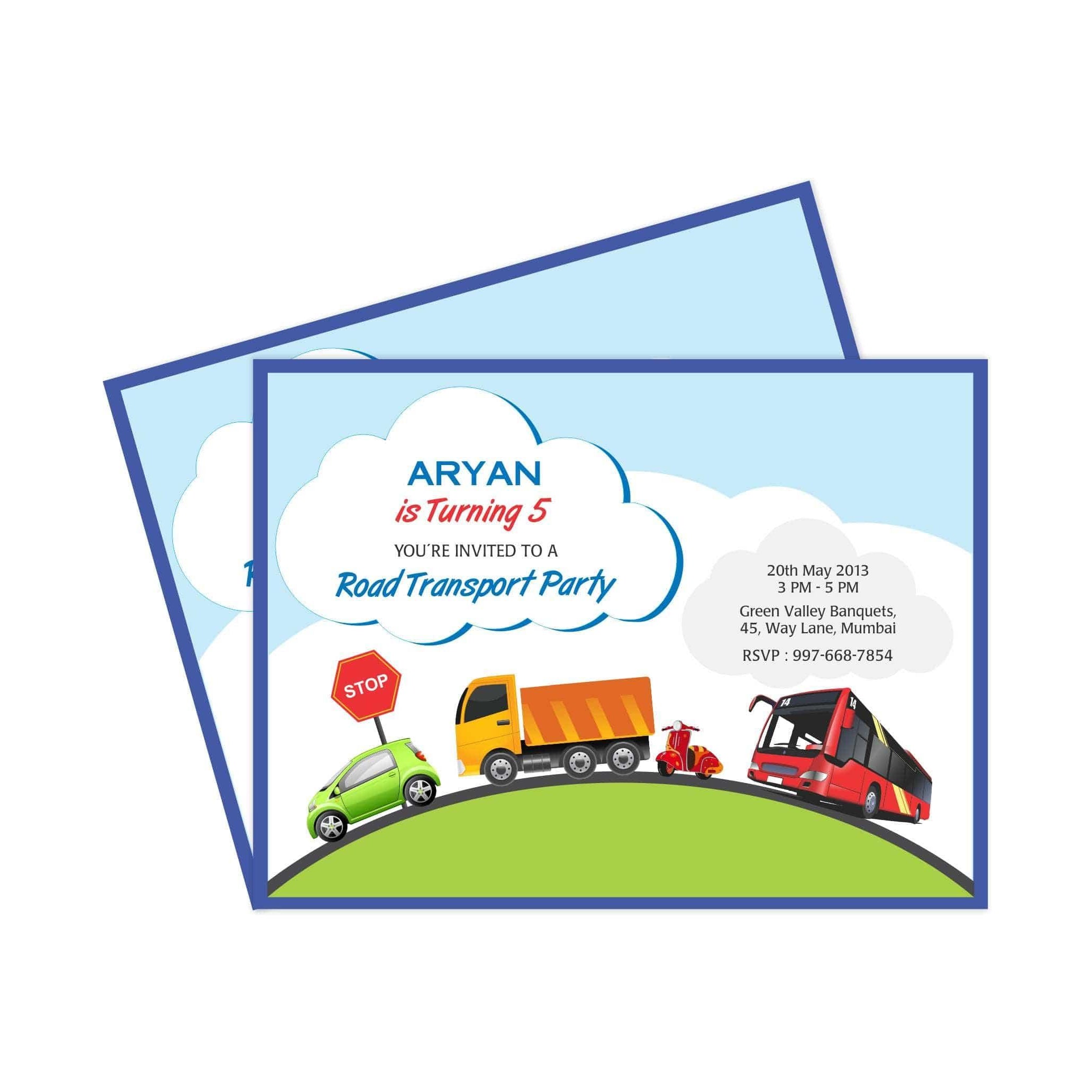 Transport E-Invitations THEME PARTIES Pretty UR Party