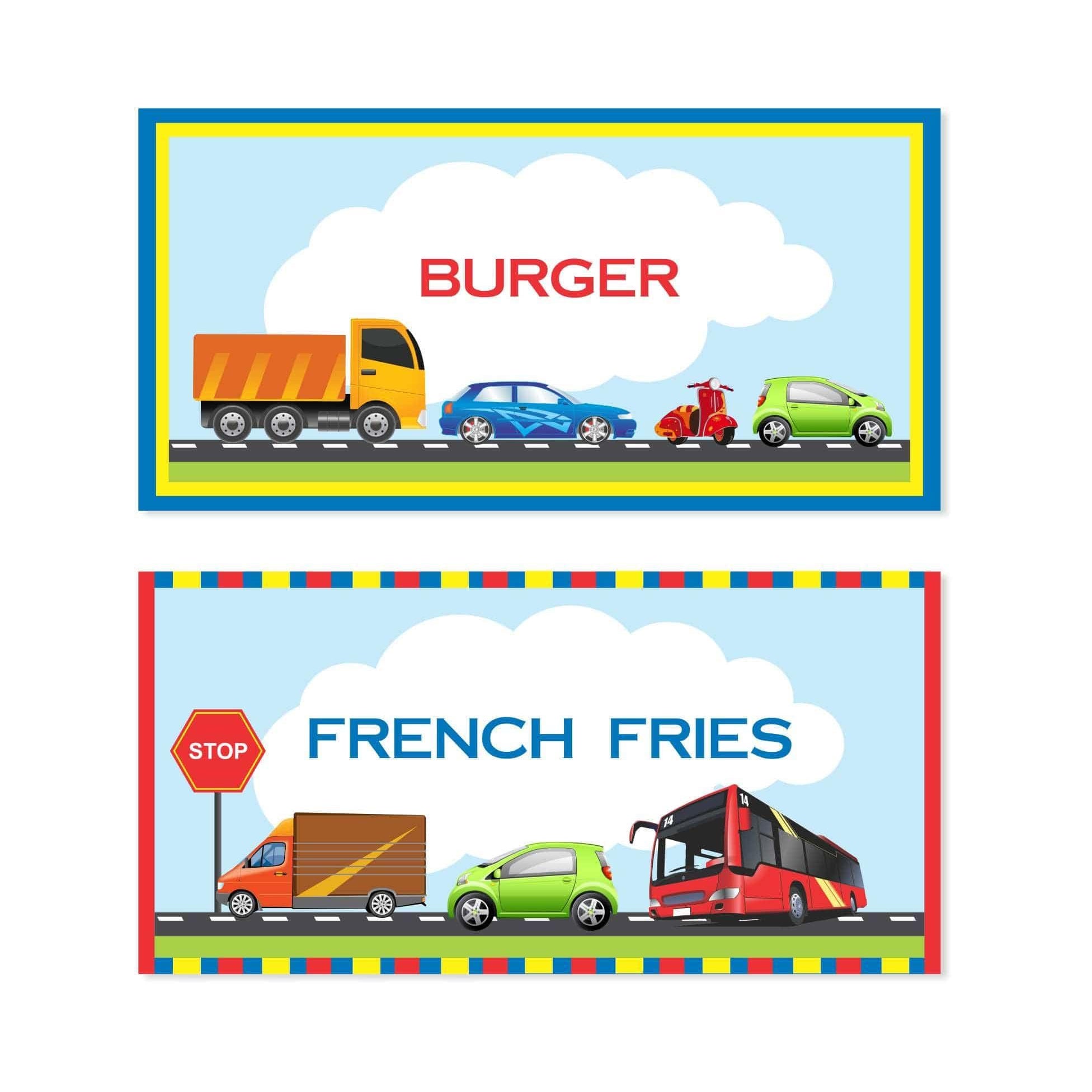 Transport Labels / Buffet Table Cards THEME PARTIES Pretty UR Party