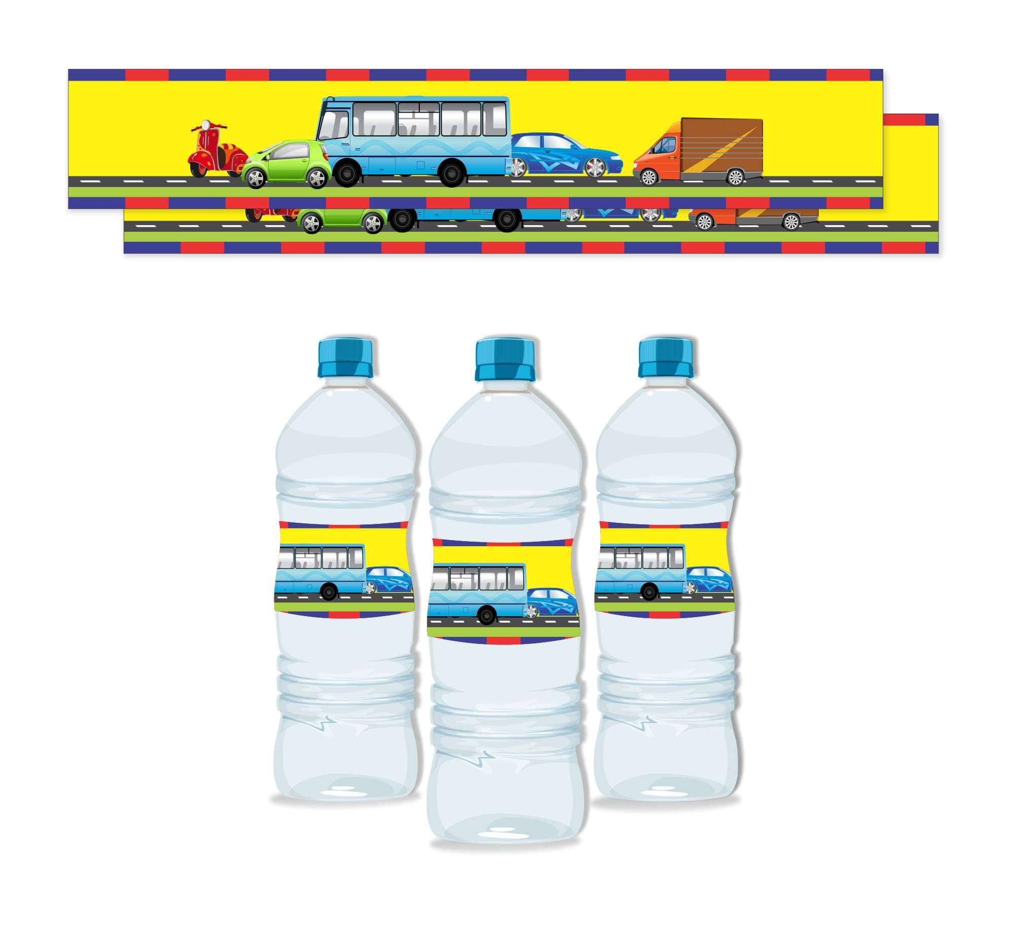 Transport Water Bottle Labels THEME PARTIES Pretty UR Party
