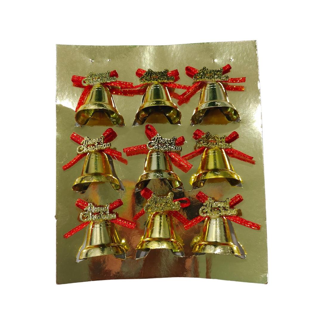 Christmas Bells with Bow Hanging Ornaments | Tree Hanging Decorations - 9 pcs DECORATIONS Pretty UR Party