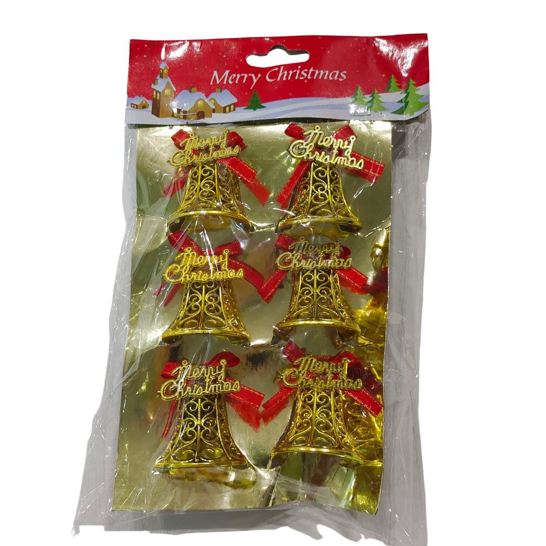 Christmas Bells with Bow Hanging Ornaments | Tree Hanging Decorations - 6 pcs DECORATIONS Pretty UR Party