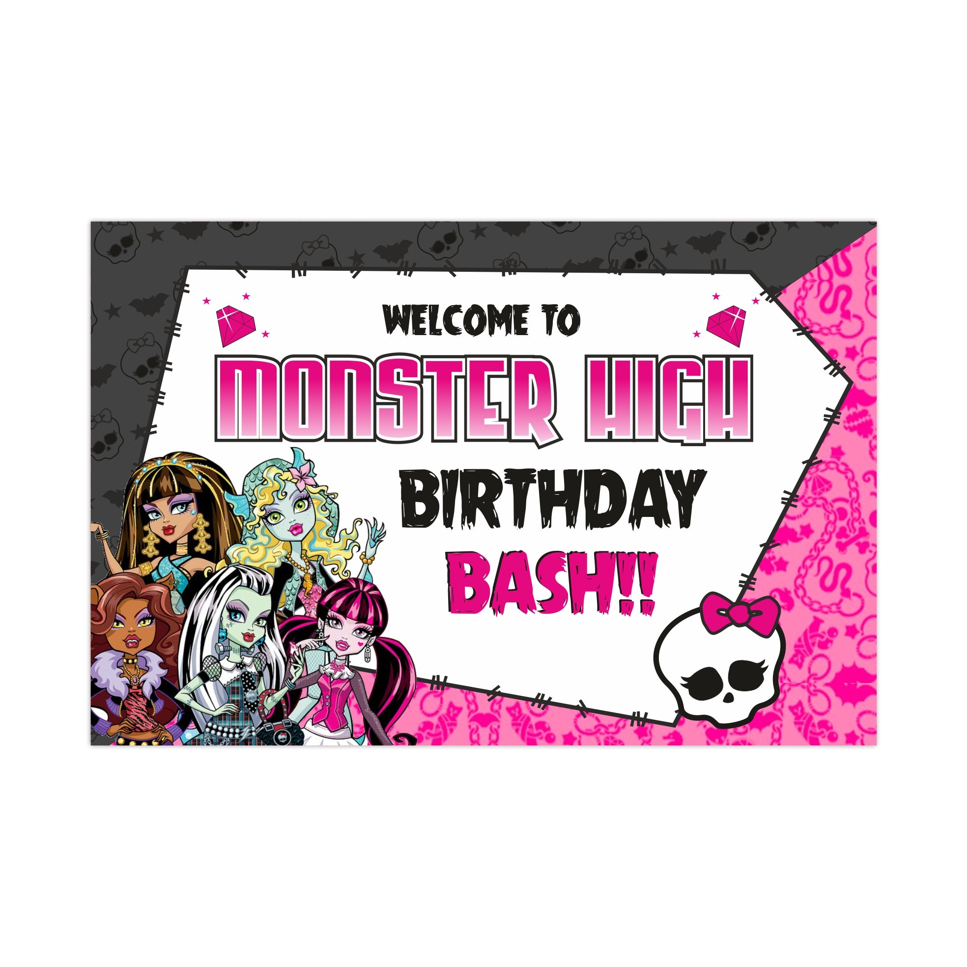 Monster High Entrance Banner / Door Sign THEME PARTIES Pretty UR Party