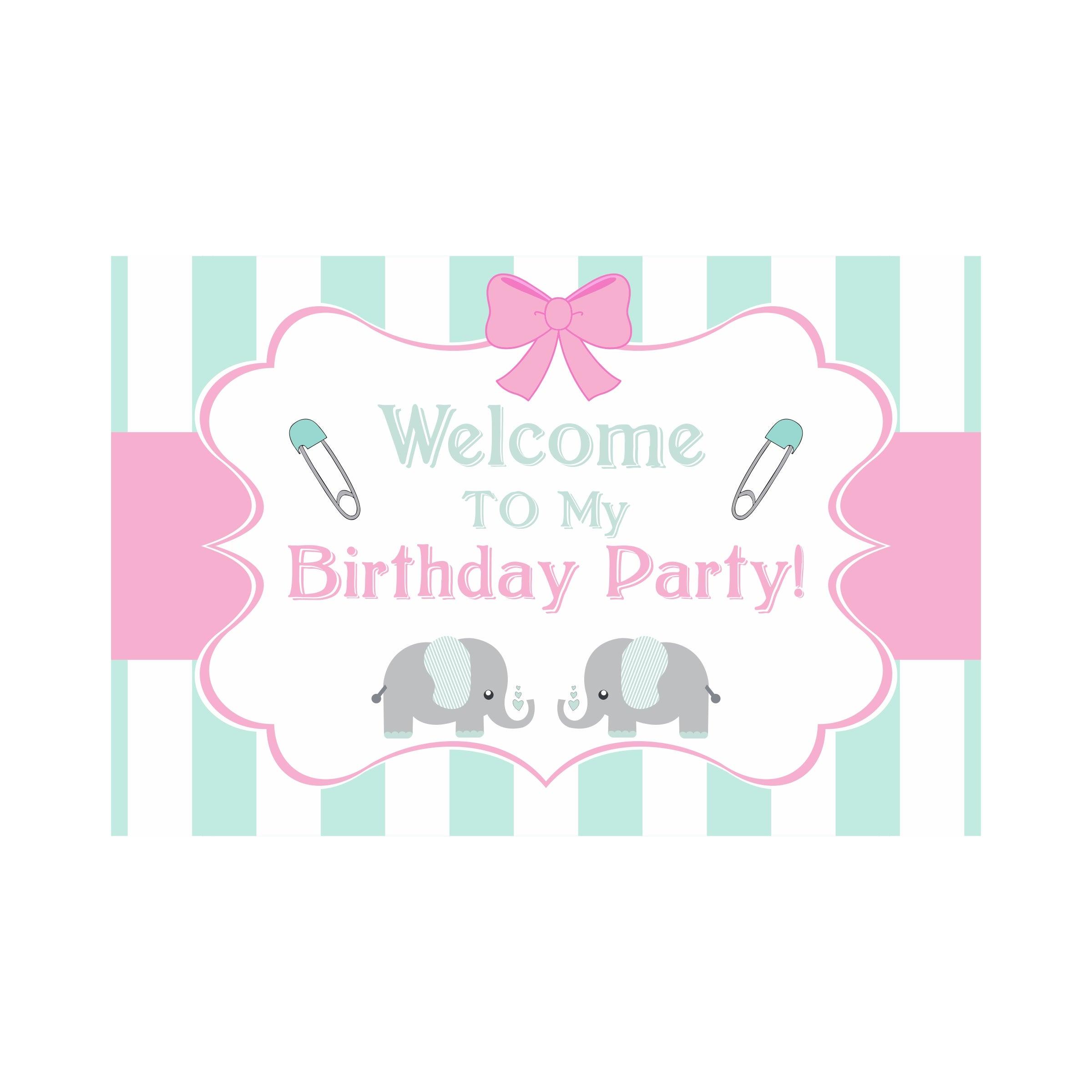 Elephant Birthday Theme Entrance Banner / Door Sign THEME PARTIES Pretty UR Party