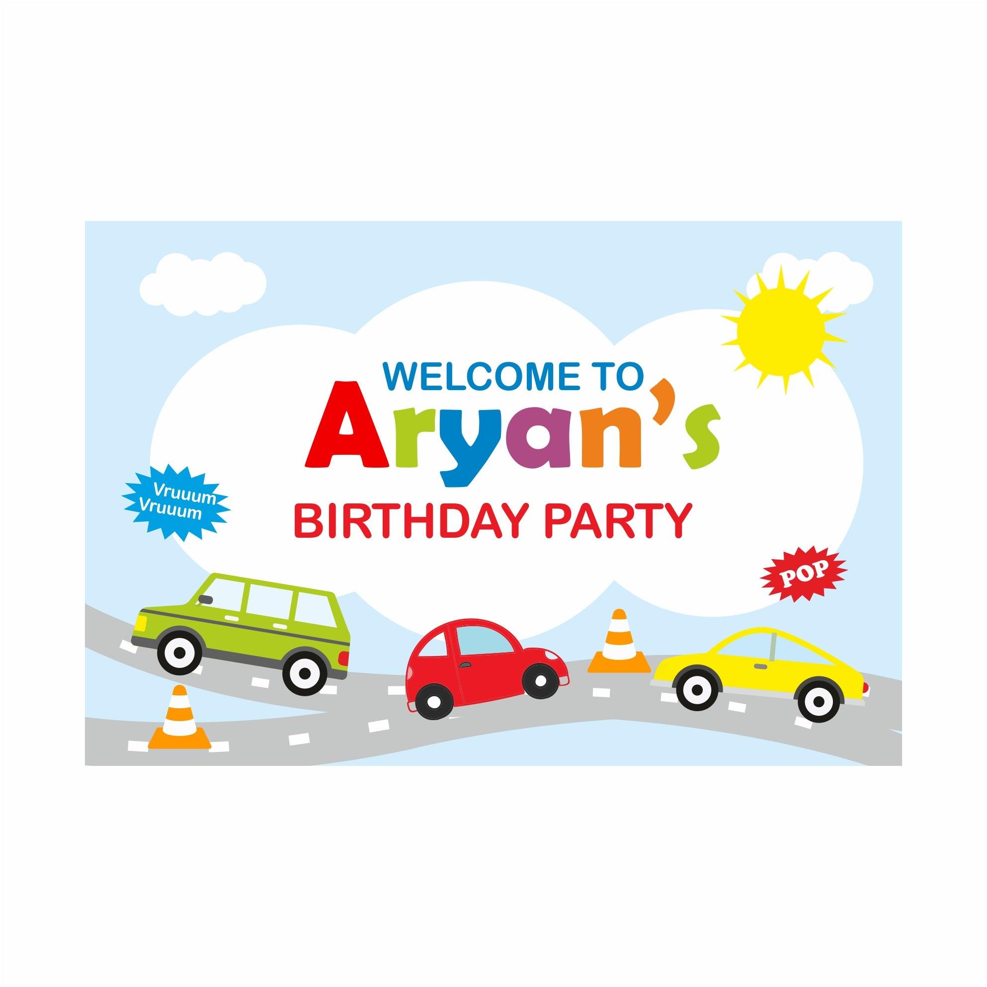 Colorful Cars Theme Entrance Banner / Door Sign THEME PARTIES Pretty UR Party