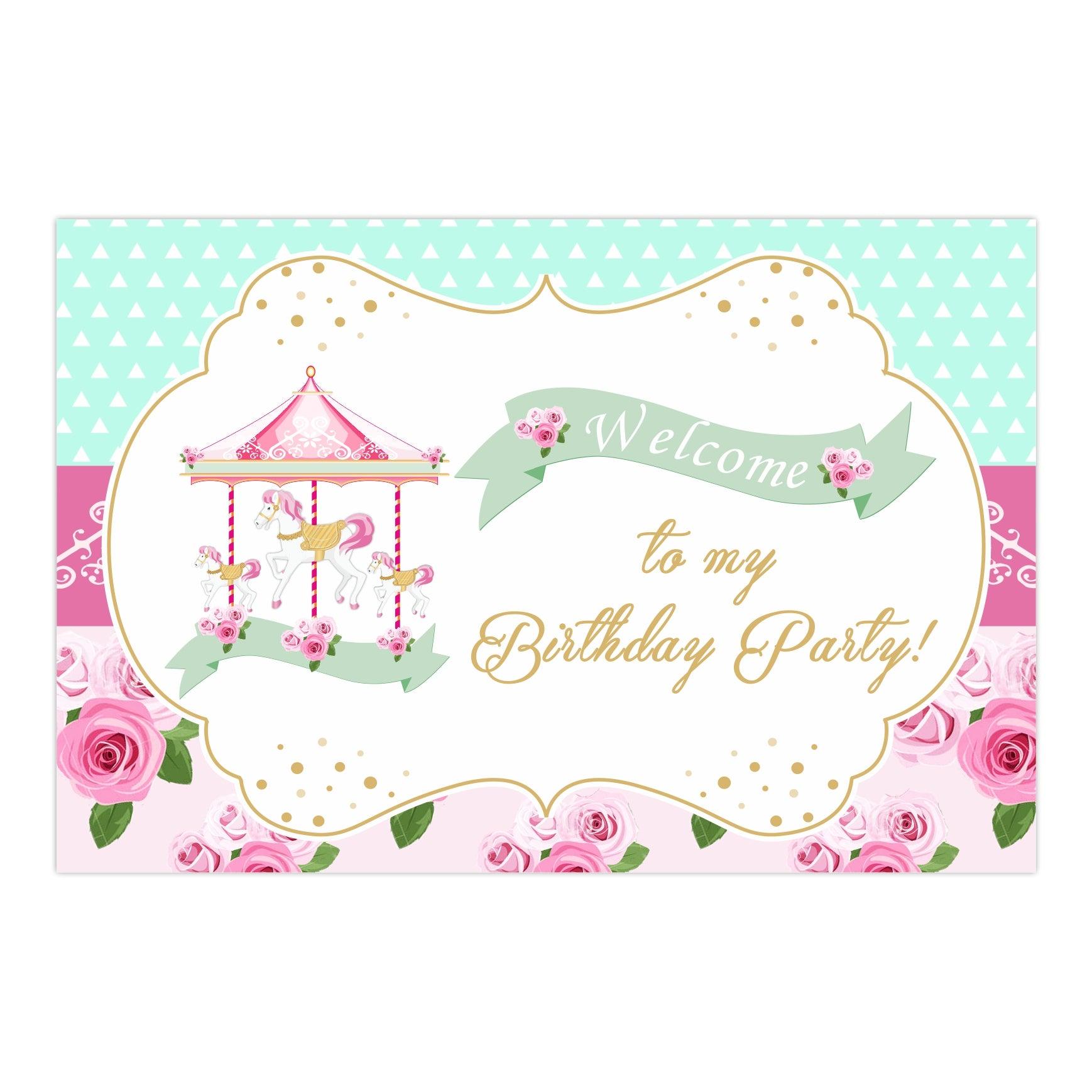 Carousel Entrance Banner / Door Sign THEME PARTIES Pretty UR Party