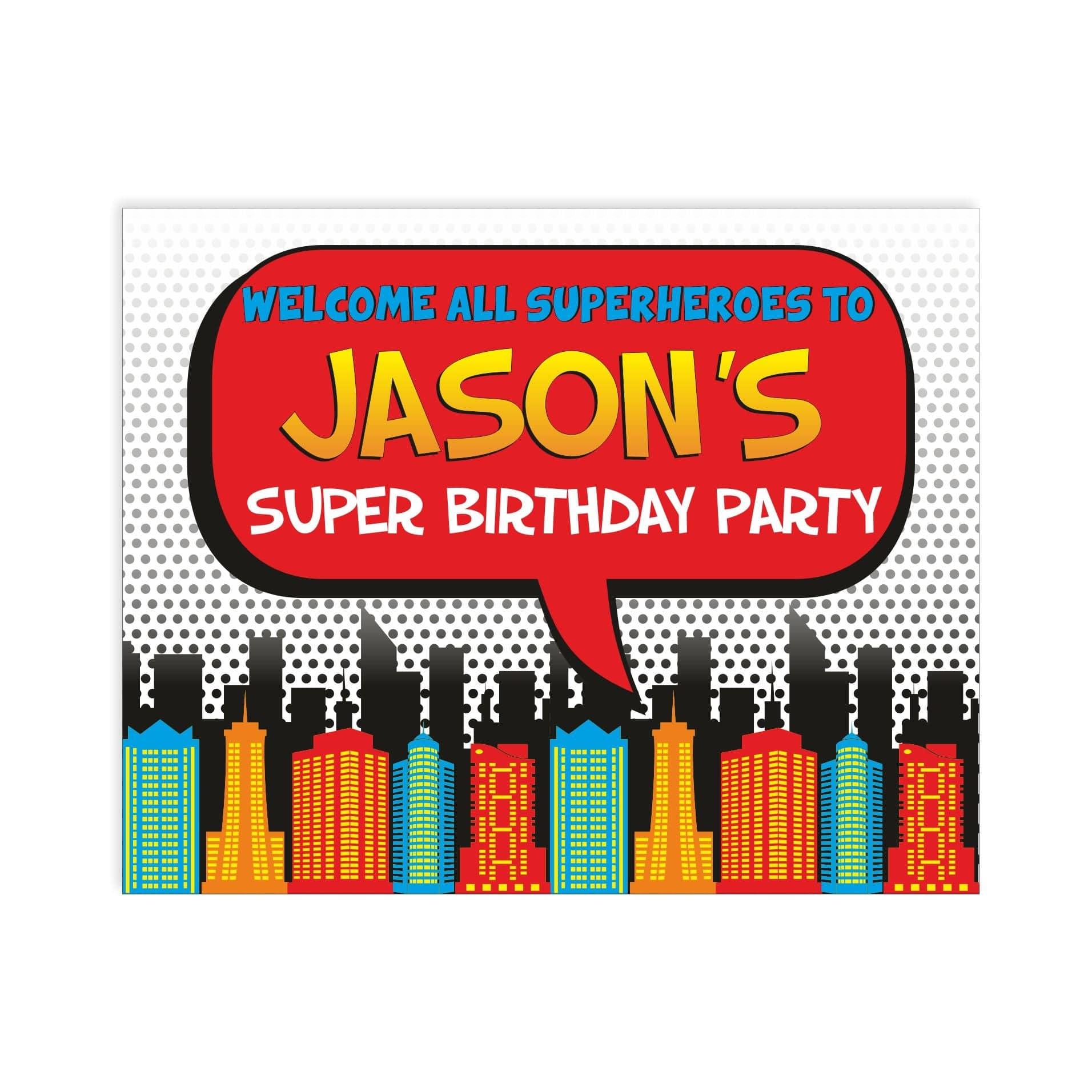 Superhero Party Theme Entrance Banner | Superhero Party Door Sign THEME PARTIES Pretty UR Party