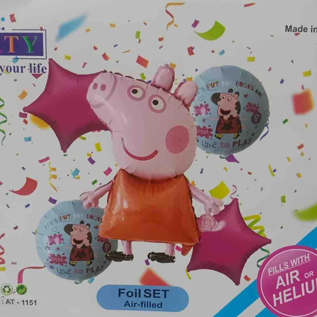 Peppa Pig Foil Balloons - Pack of 5 ALL PARTY SUPPLIES Pretty UR Party