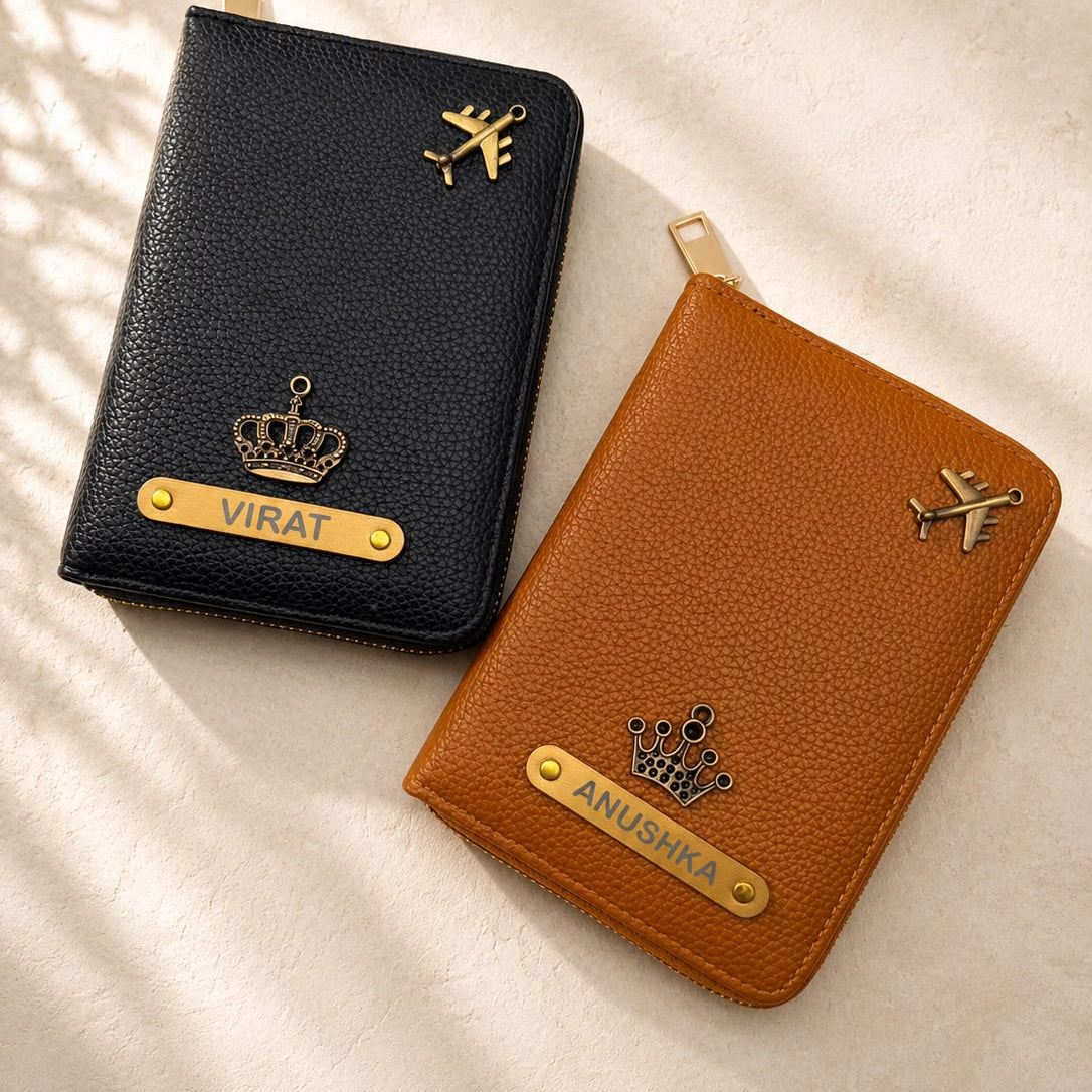 Personalised Passport Cover + Bhai Bhabhi Rakhi & Bracelet Combo Personalised Passport Cover + Bhai Bhabhi Rakhi & Bracelet Combo